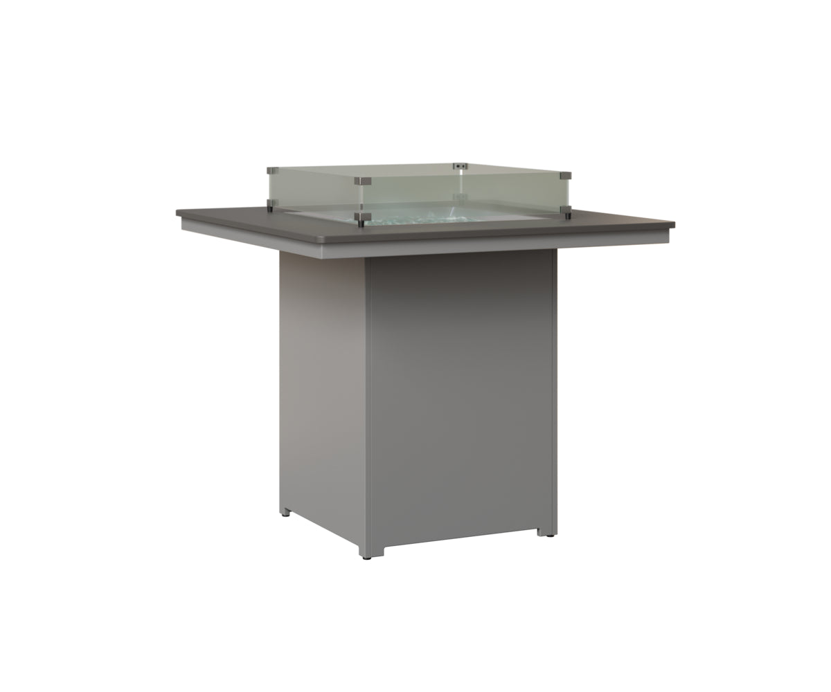 Berlin Gardens Numa 47" Sq Fire Table Bar in Fog, Hammered Stainless top