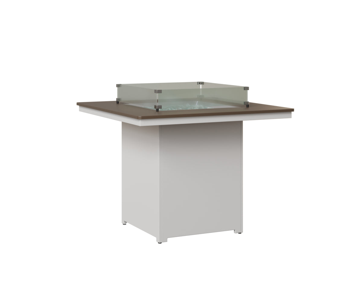 Berlin Gardens Numa 47" Sq Fire Table Counter in White, Hammered Bronze top