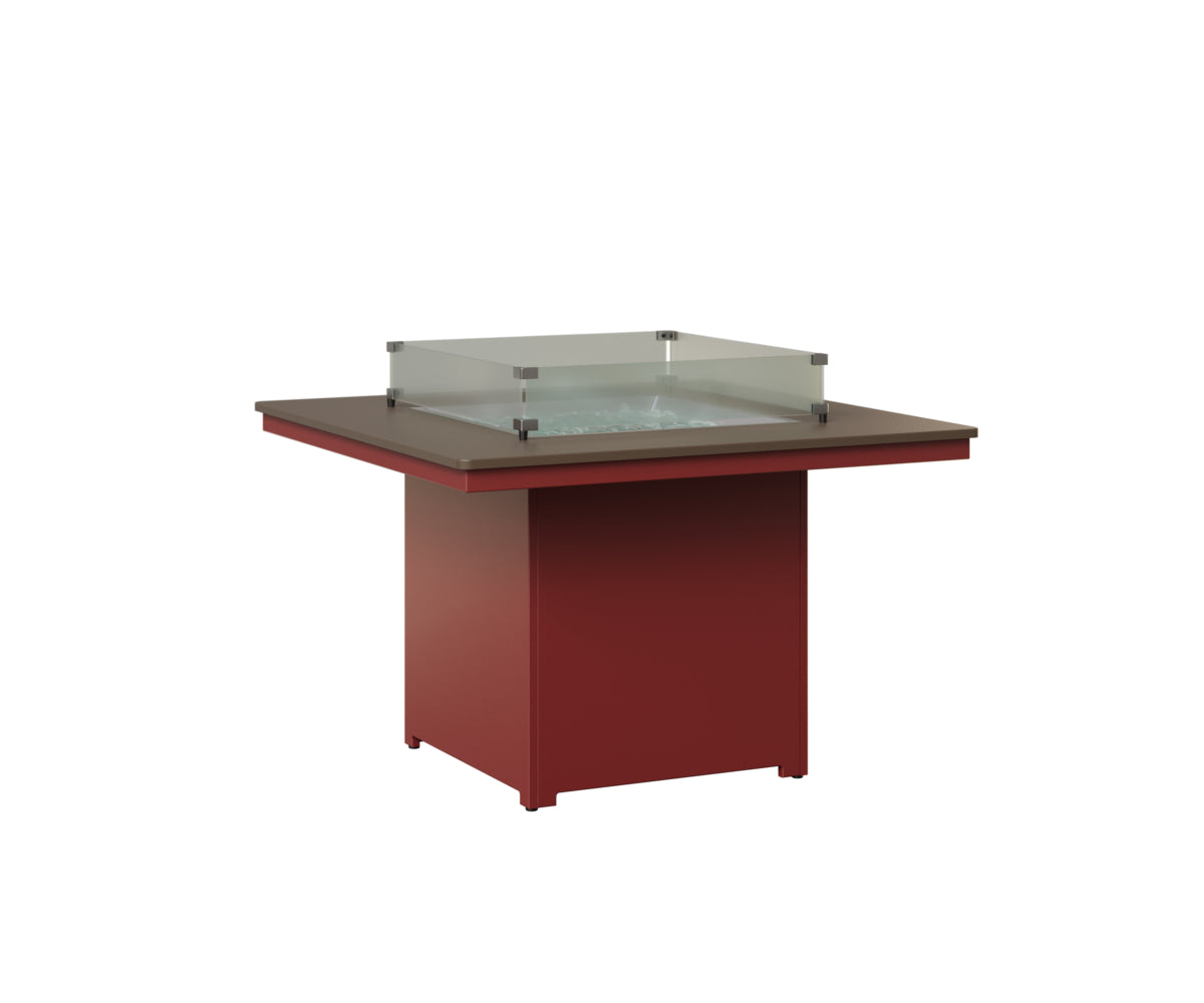 Berlin Gardens Numa 47" Sq Fire Table Dining in Red, Hammered Bronze top