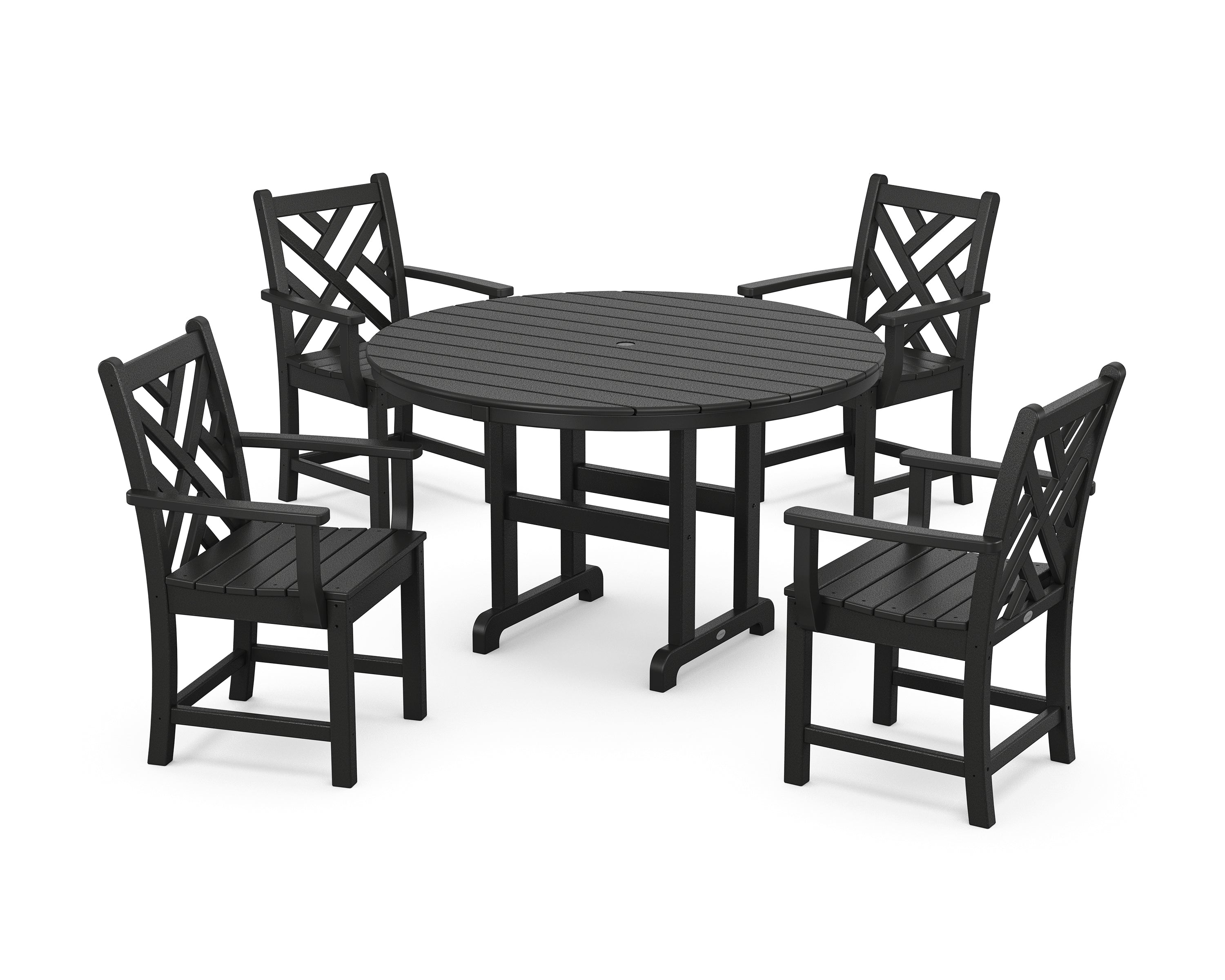 POLYWOOD Chippendale 5-Piece Round Farmhouse Dining Set