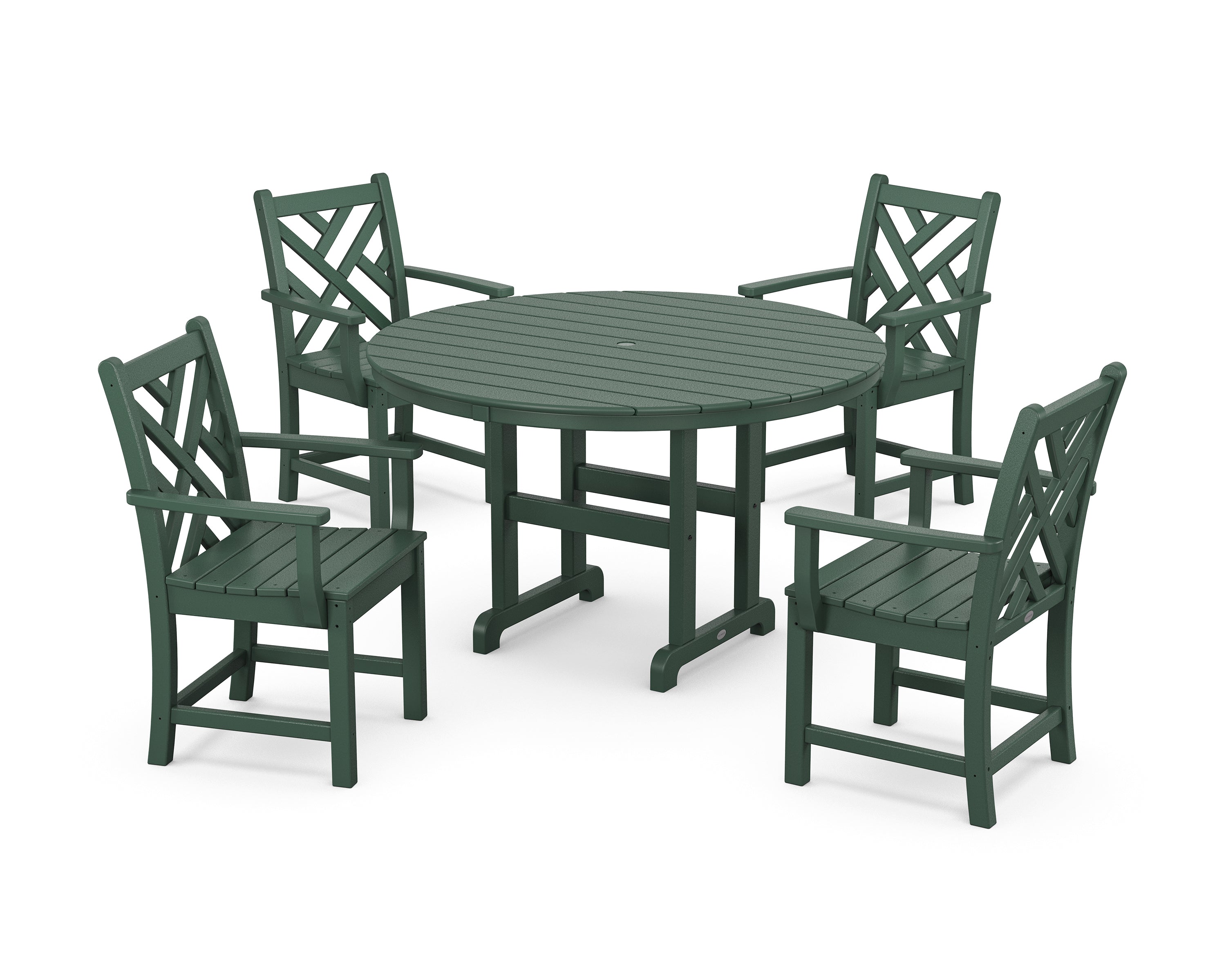 POLYWOOD Chippendale 5-Piece Round Farmhouse Dining Set