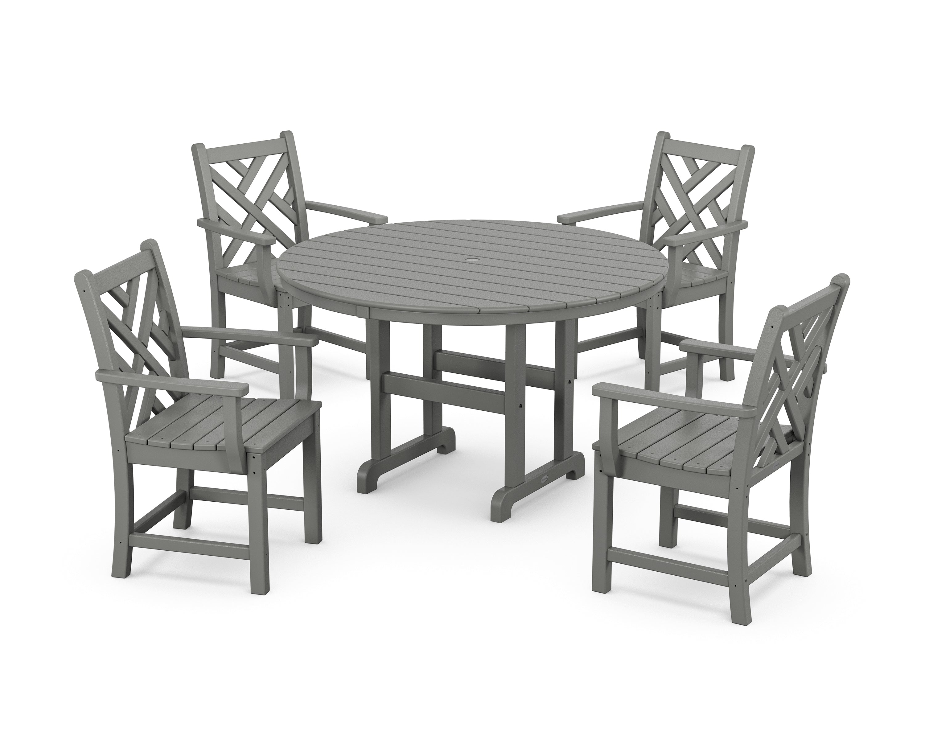 POLYWOOD Chippendale 5-Piece Round Farmhouse Dining Set