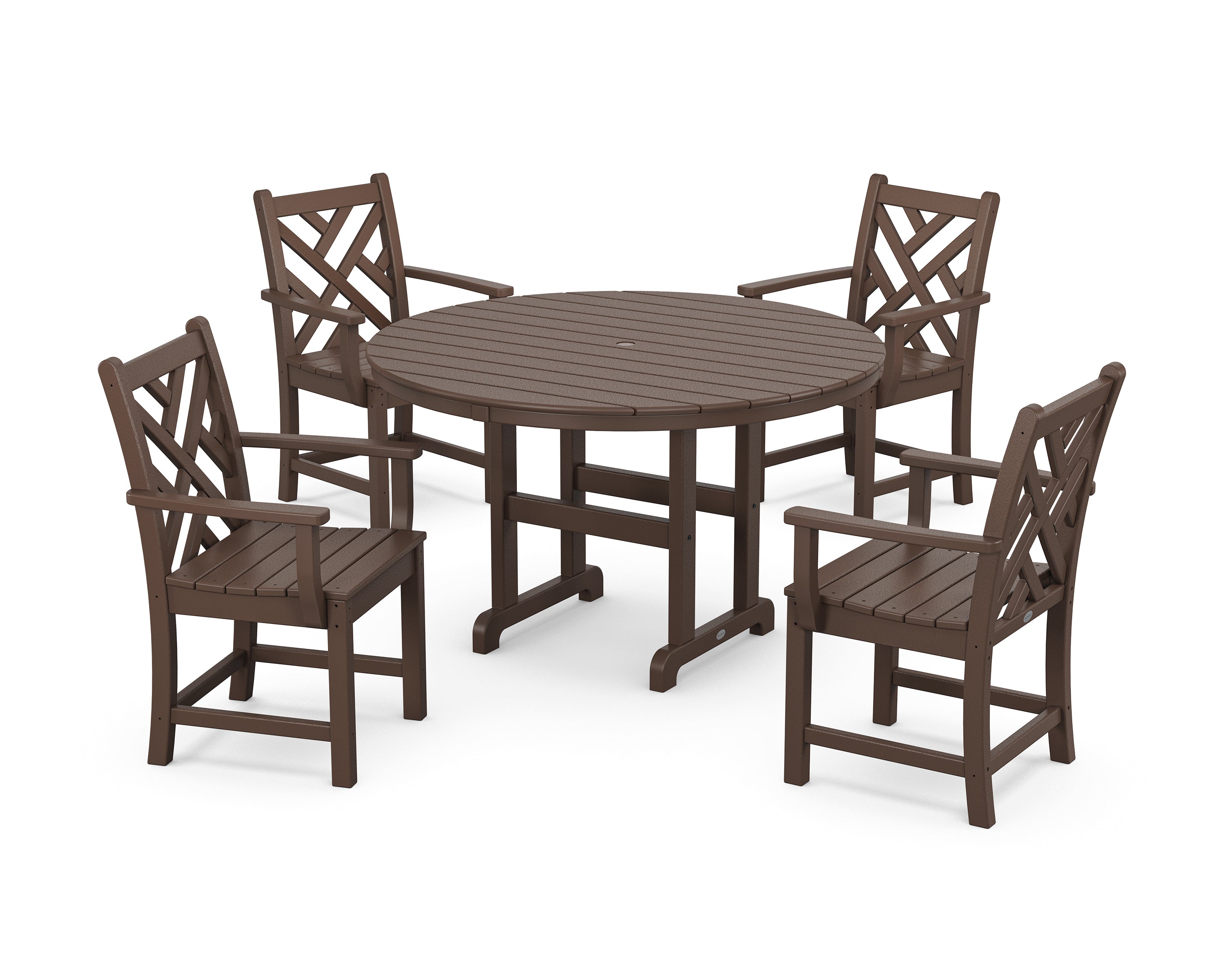 POLYWOOD Chippendale 5-Piece Round Farmhouse Dining Set