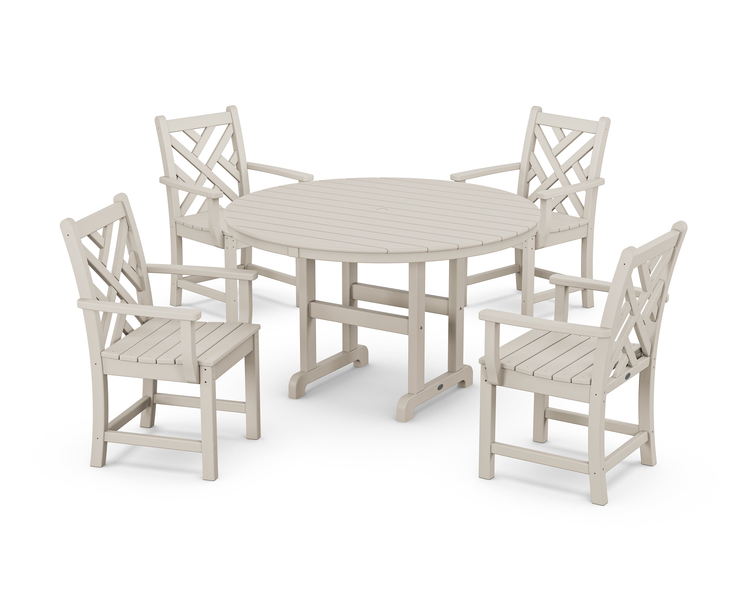 POLYWOOD Chippendale 5-Piece Round Farmhouse Dining Set