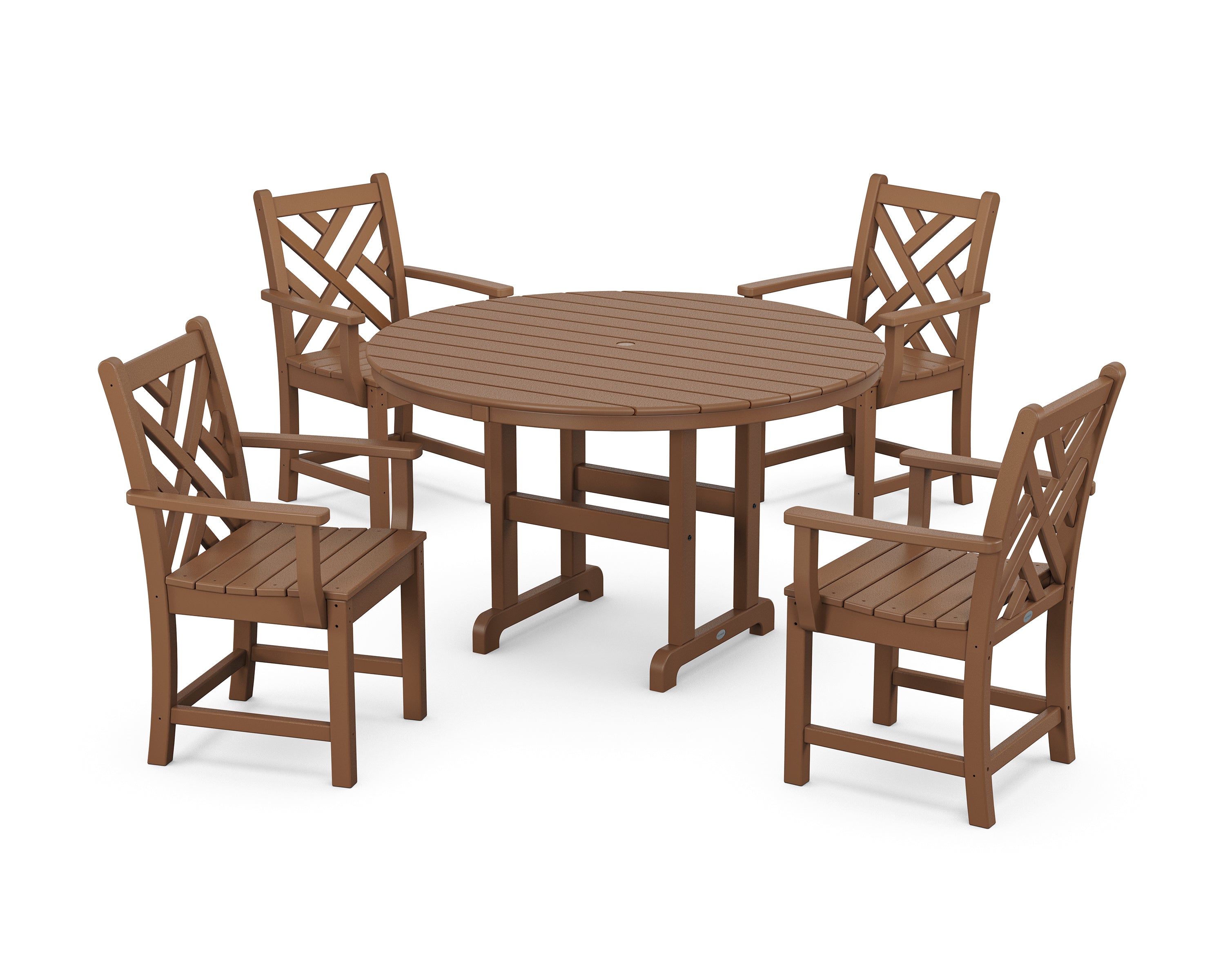 POLYWOOD Chippendale 5-Piece Round Farmhouse Dining Set