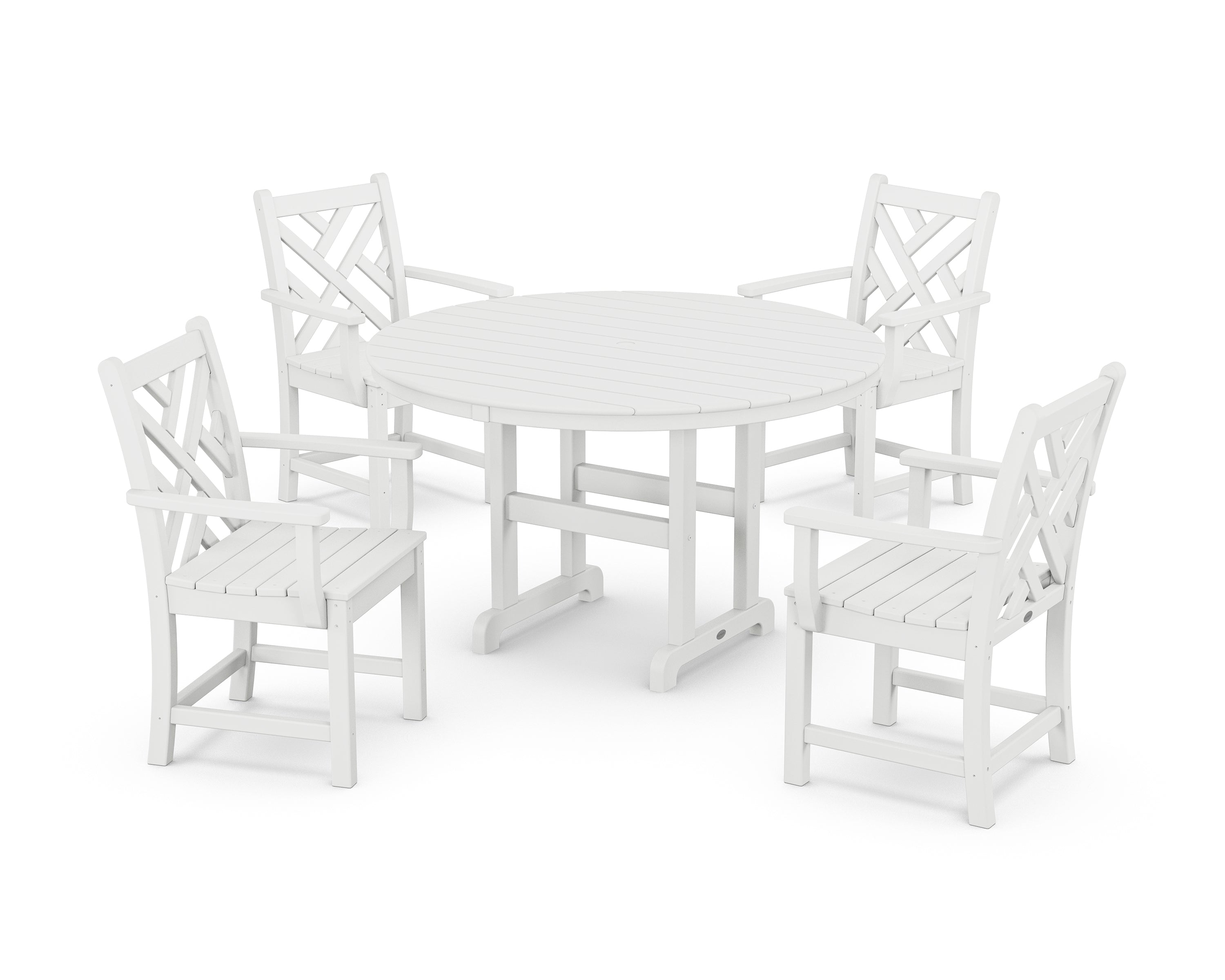POLYWOOD Chippendale 5-Piece Round Farmhouse Dining Set