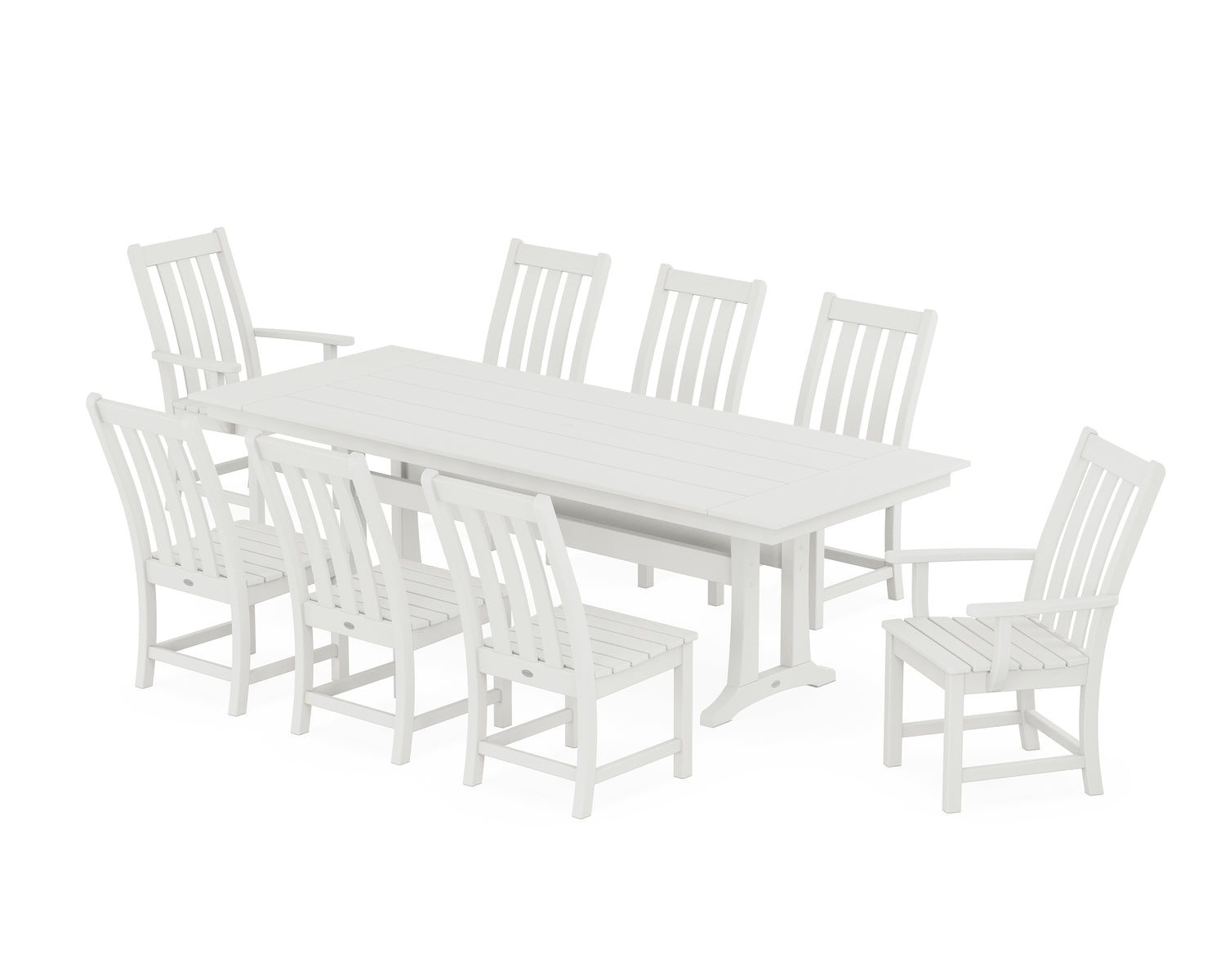 POLYWOOD Vineyard 9-Piece Farmhouse Dining Set with Trestle Legs