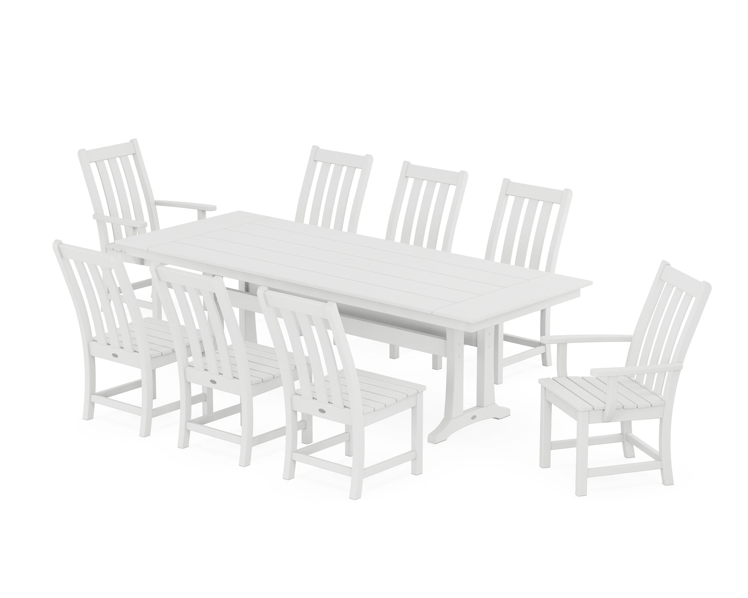 POLYWOOD Vineyard 9-Piece Farmhouse Dining Set with Trestle Legs