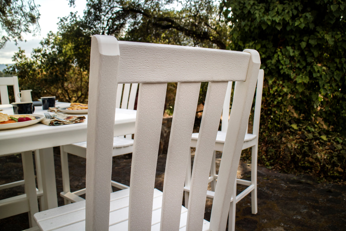 Styled photo of the POLYWOOD Vineyard Bar Side Chair in Vintage White in a bar set, view 5