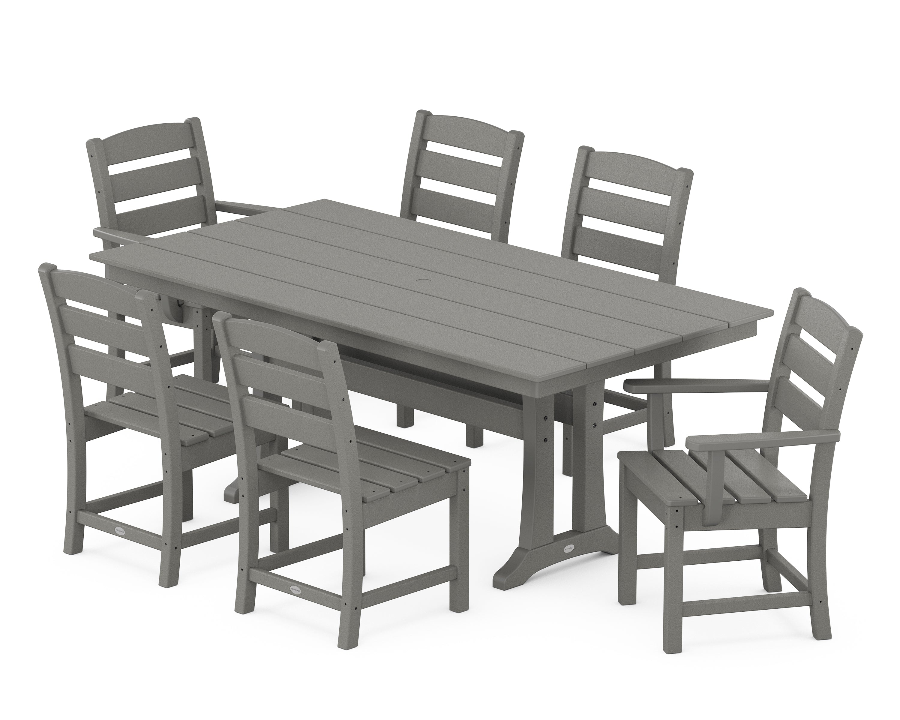 POLYWOOD Lakeside 7-Piece Farmhouse Dining Set with Trestle Legs