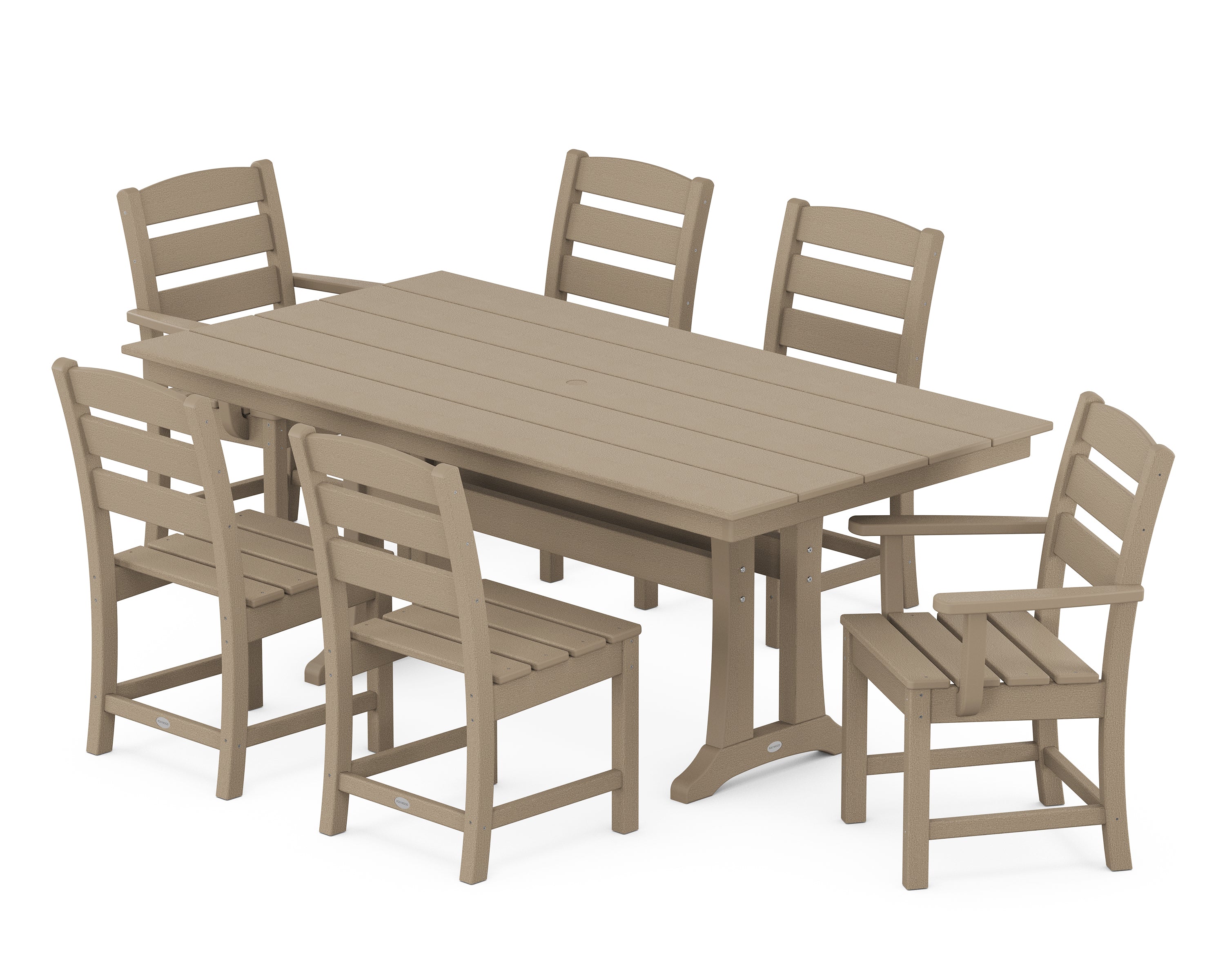 POLYWOOD Lakeside 7-Piece Farmhouse Dining Set with Trestle Legs
