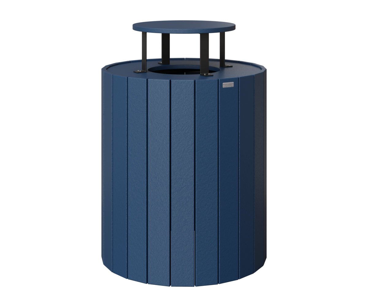 Berlin Gardens Rain Guard for Round Trash Can in Navy Blue