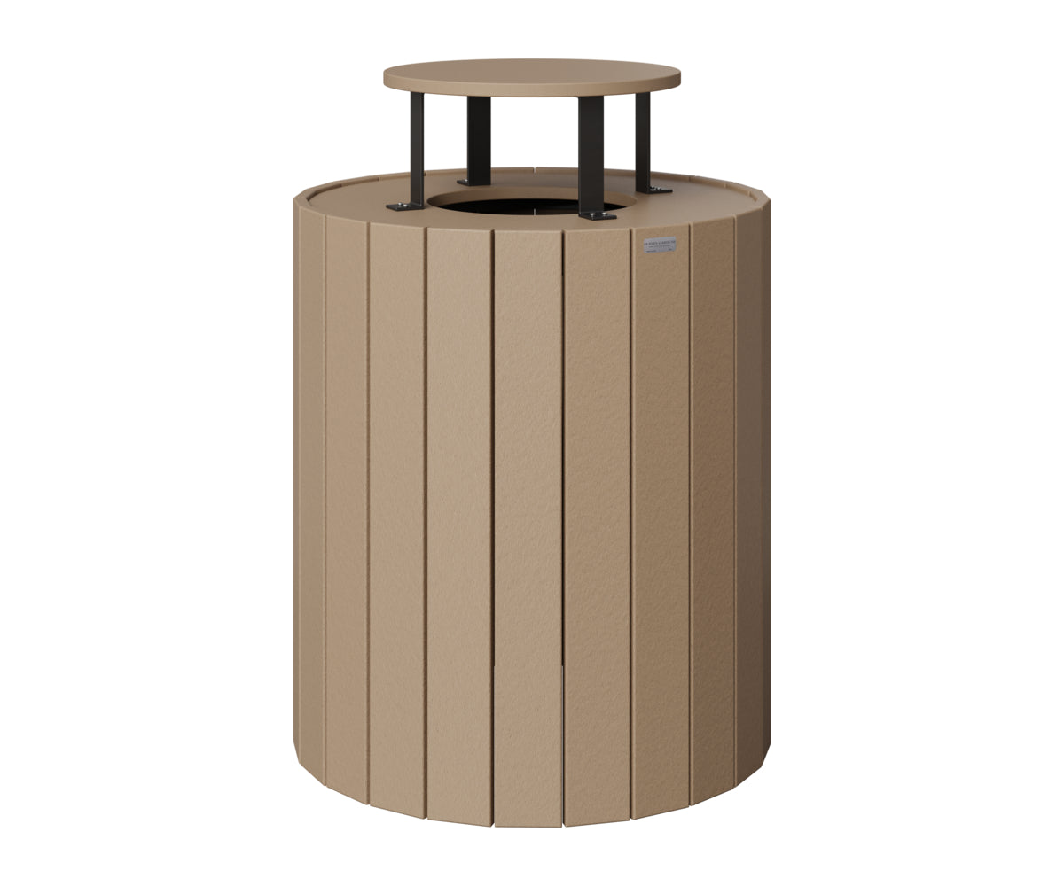 Berlin Gardens Rain Guard for Round Trash Can in Weatherwood
