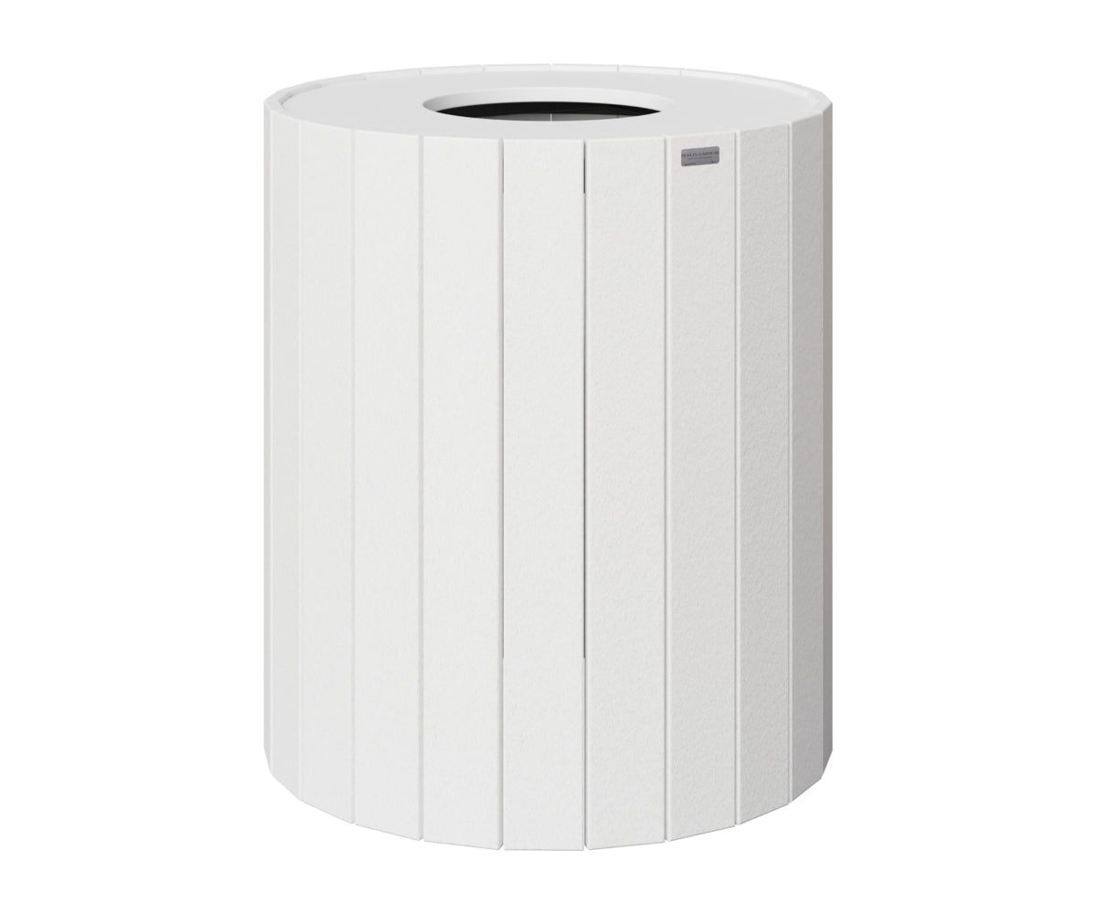 Berlin Gardens Round Trash Can - 32 Gal in White