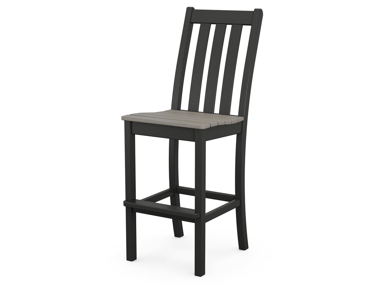 POLYWOOD Vineyard Bar Side Chair in Black with Driftwood seat