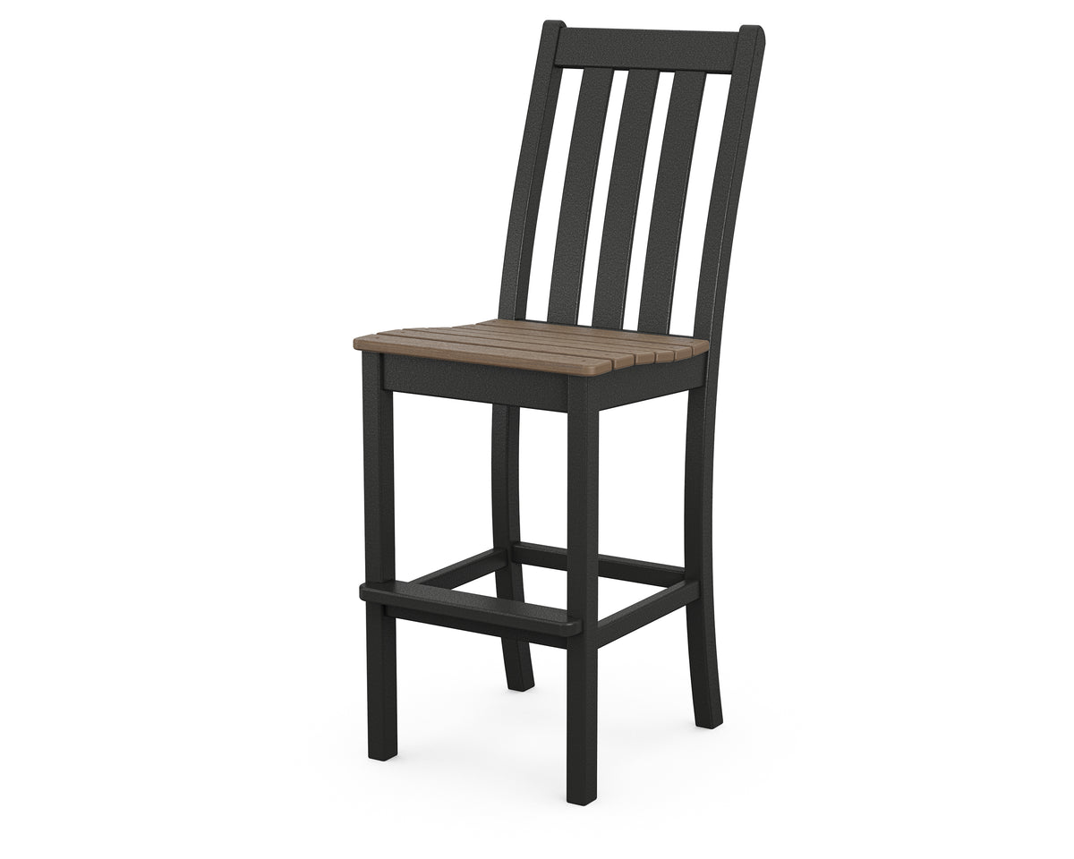 POLYWOOD Vineyard Bar Side Chair in Black with Kona seat