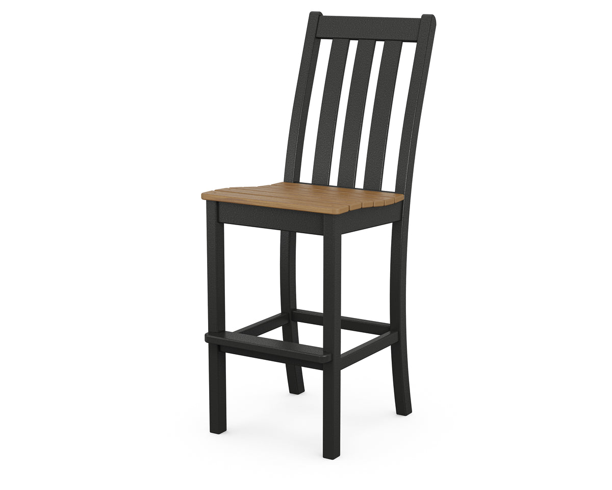 POLYWOOD Vineyard Bar Side Chair in Black with Natural seat