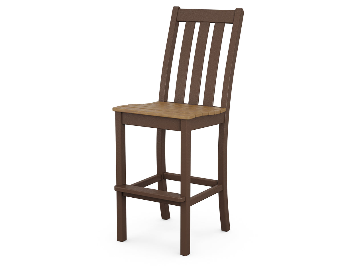 POLYWOOD Vineyard Bar Side Chair in Mahogany with Natural seat