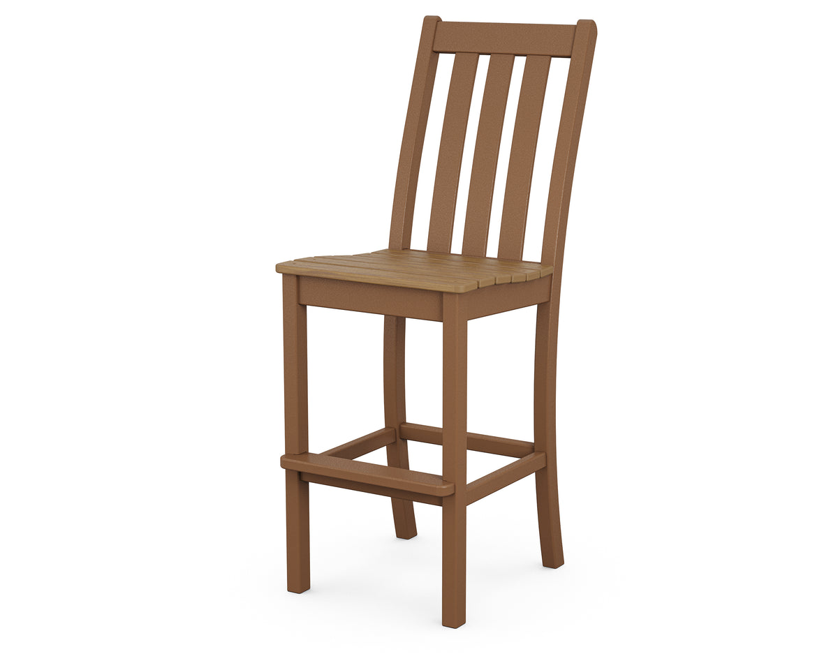 POLYWOOD Vineyard Bar Side Chair in Teak with Natural seat
