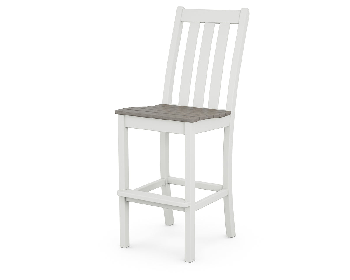 POLYWOOD Vineyard Bar Side Chair in White with Driftwood seat