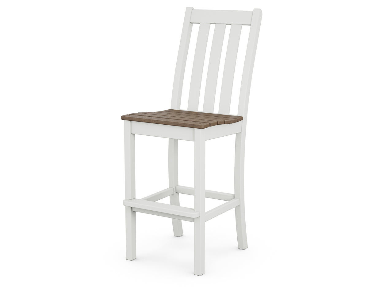 POLYWOOD Vineyard Bar Side Chair in White with Kona seat