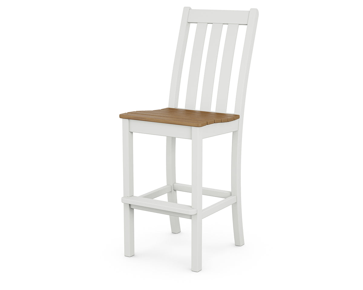 POLYWOOD Vineyard Bar Side Chair in White with Natural seat