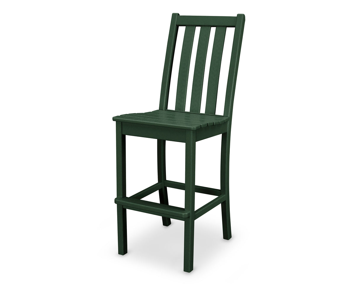 Angled view of the POLYWOOD Vineyard Bar Side Chair in Green