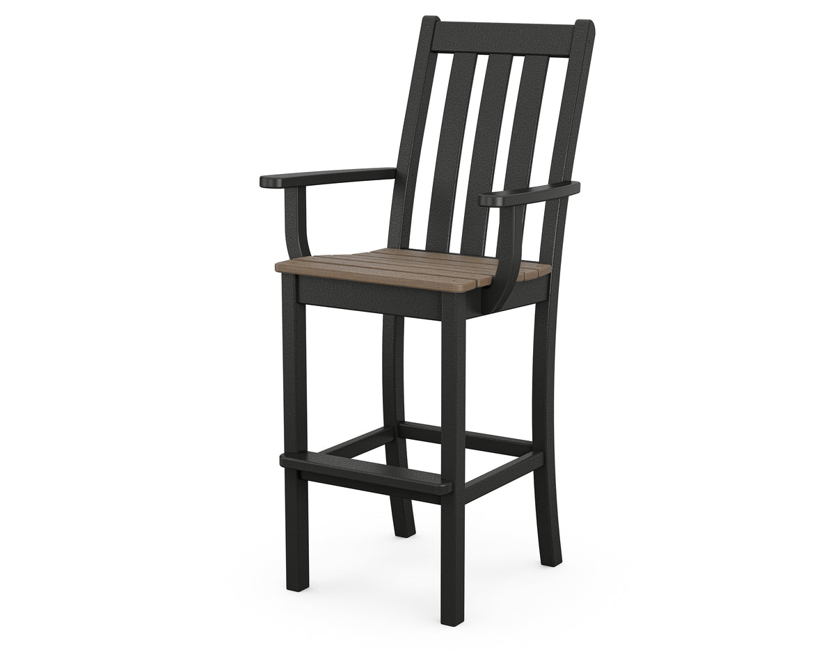 POLYWOOD Vineyard Bar Arm Chair in Black with Kona seat