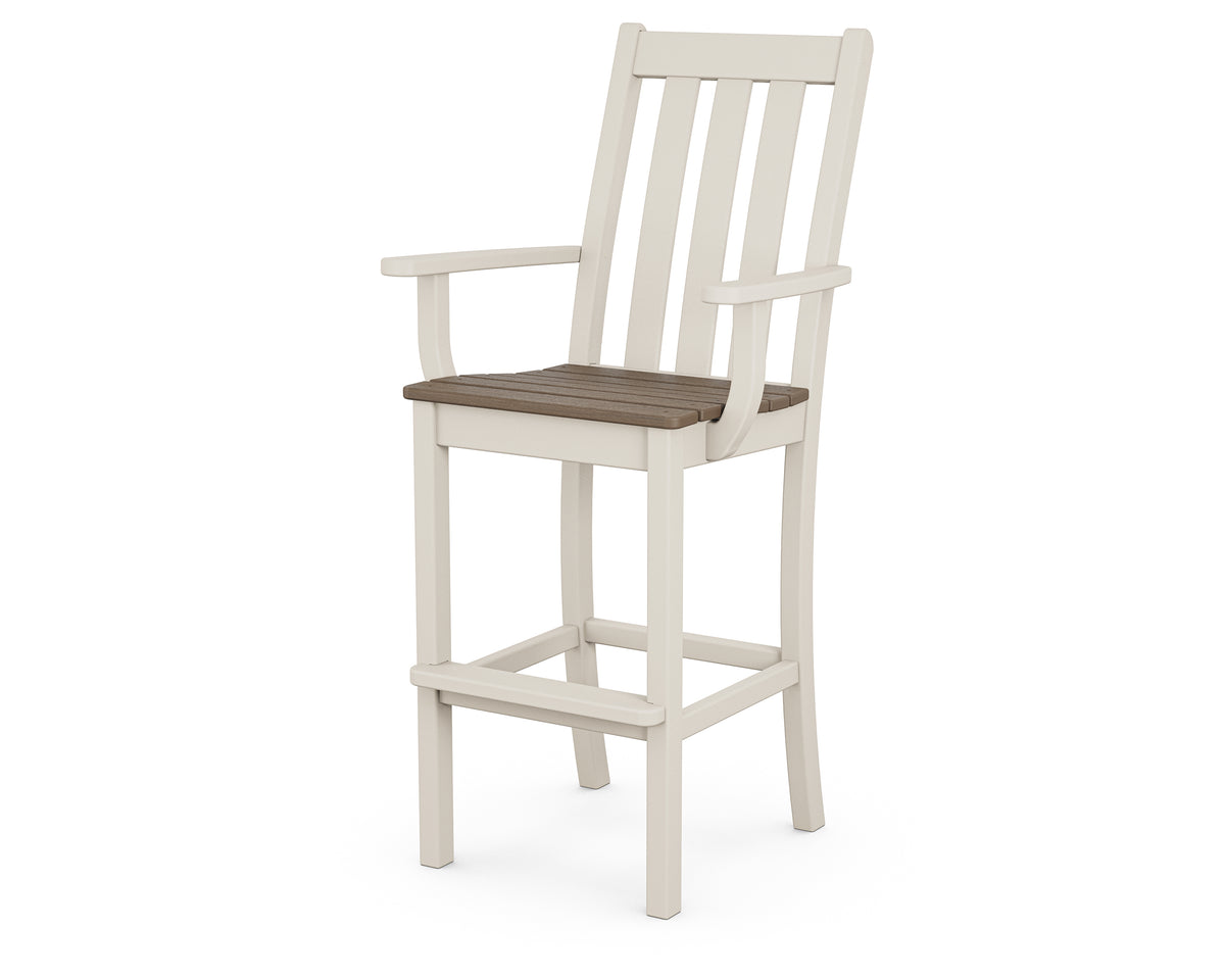 POLYWOOD Vineyard Bar Arm Chair in Sand with Kona seat