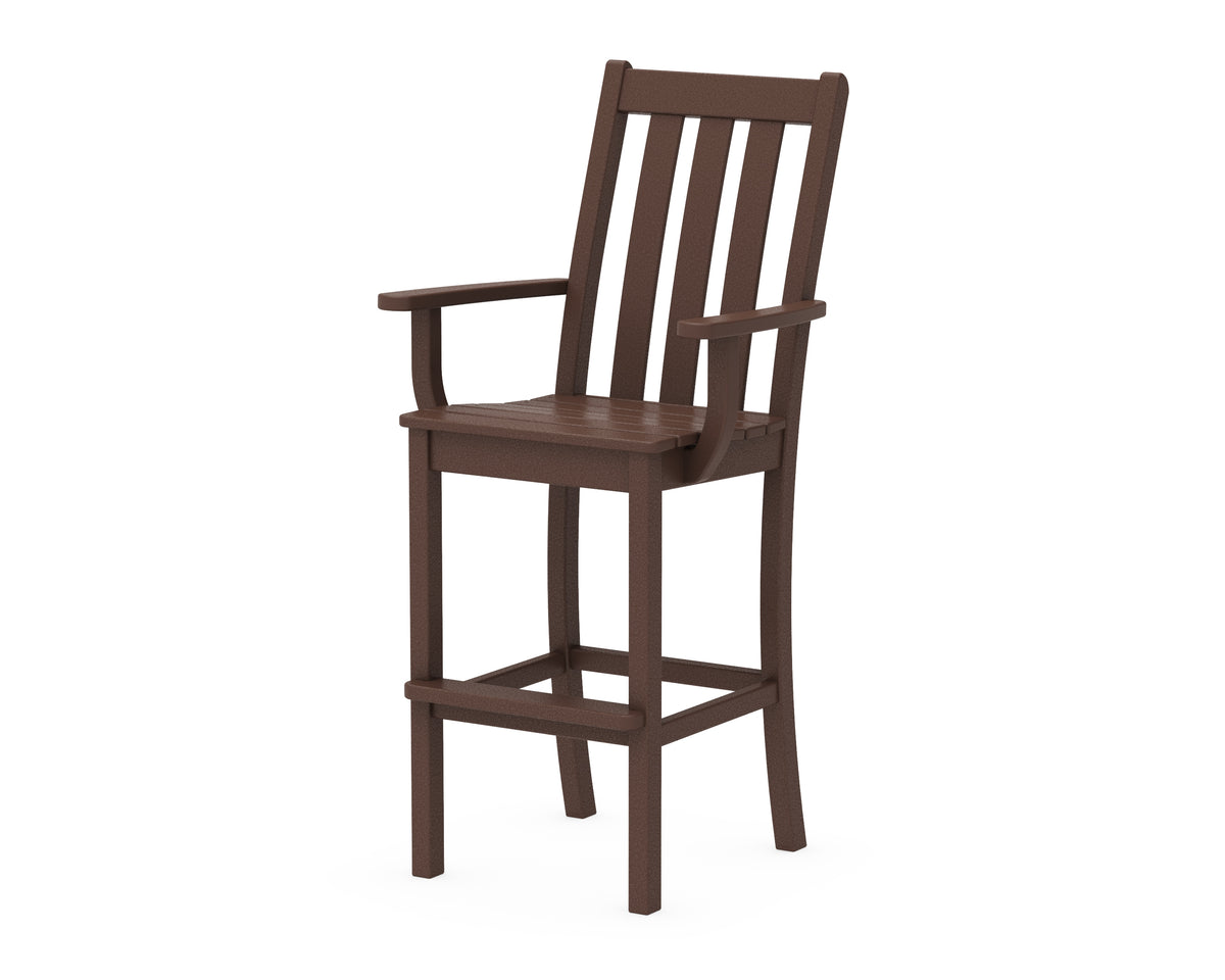 POLYWOOD Vineyard Bar Arm Chair in Mahogany
