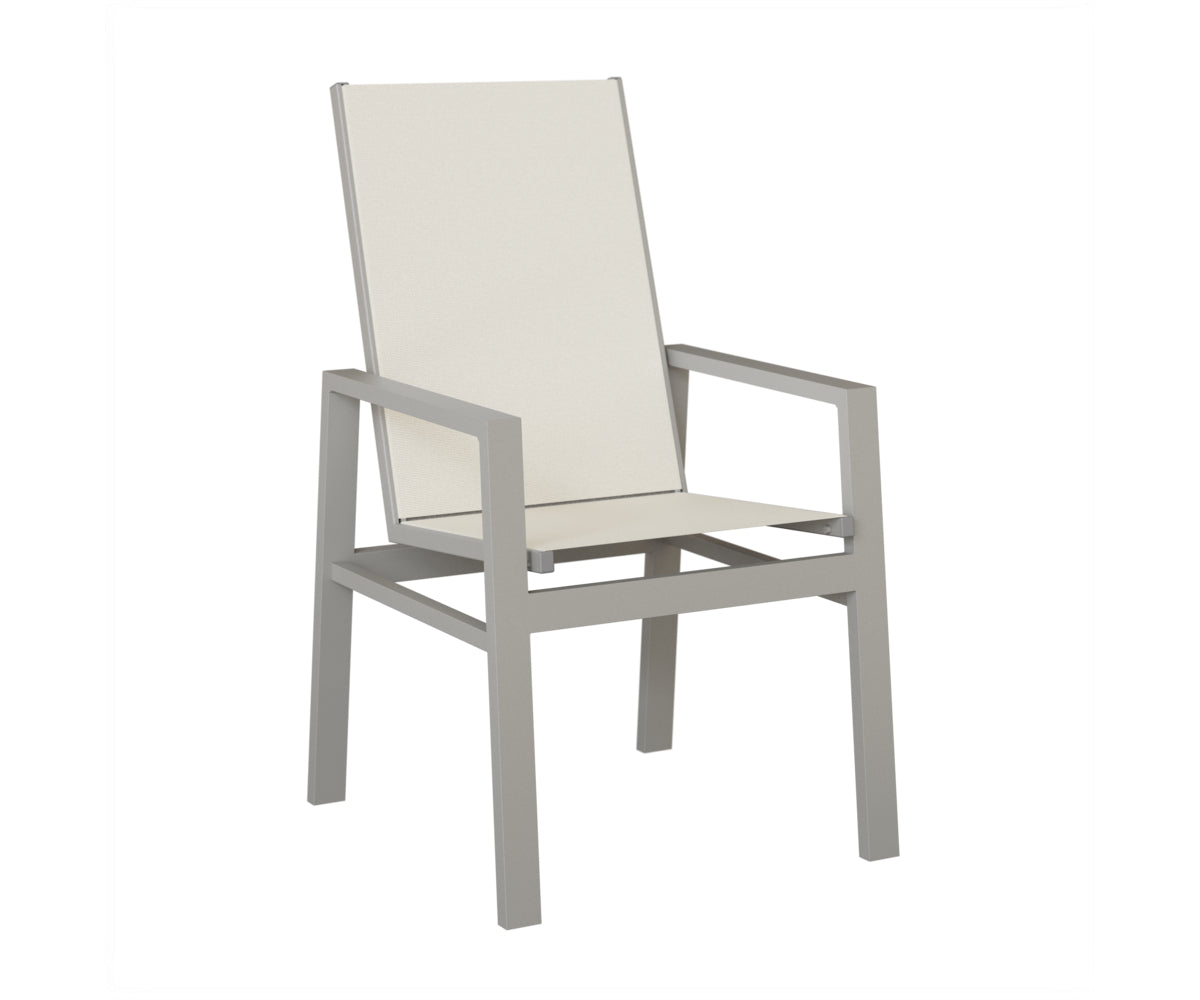 Berlin Gardens Vida High-Back Sling Dining Chair in Platinum Silver