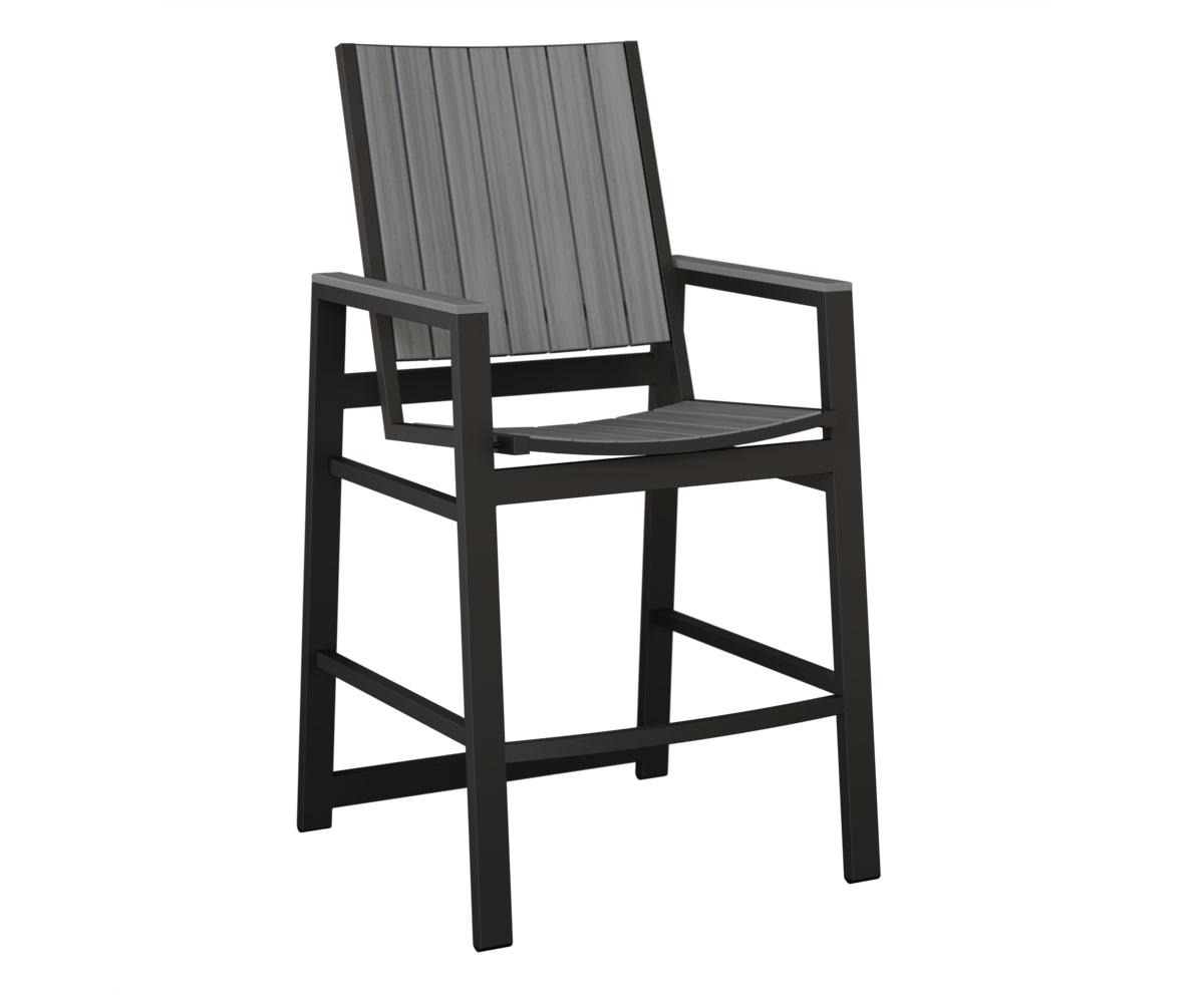 Berlin Gardens Vida Poly Bar Chair in Black, Driftwood Gray slats