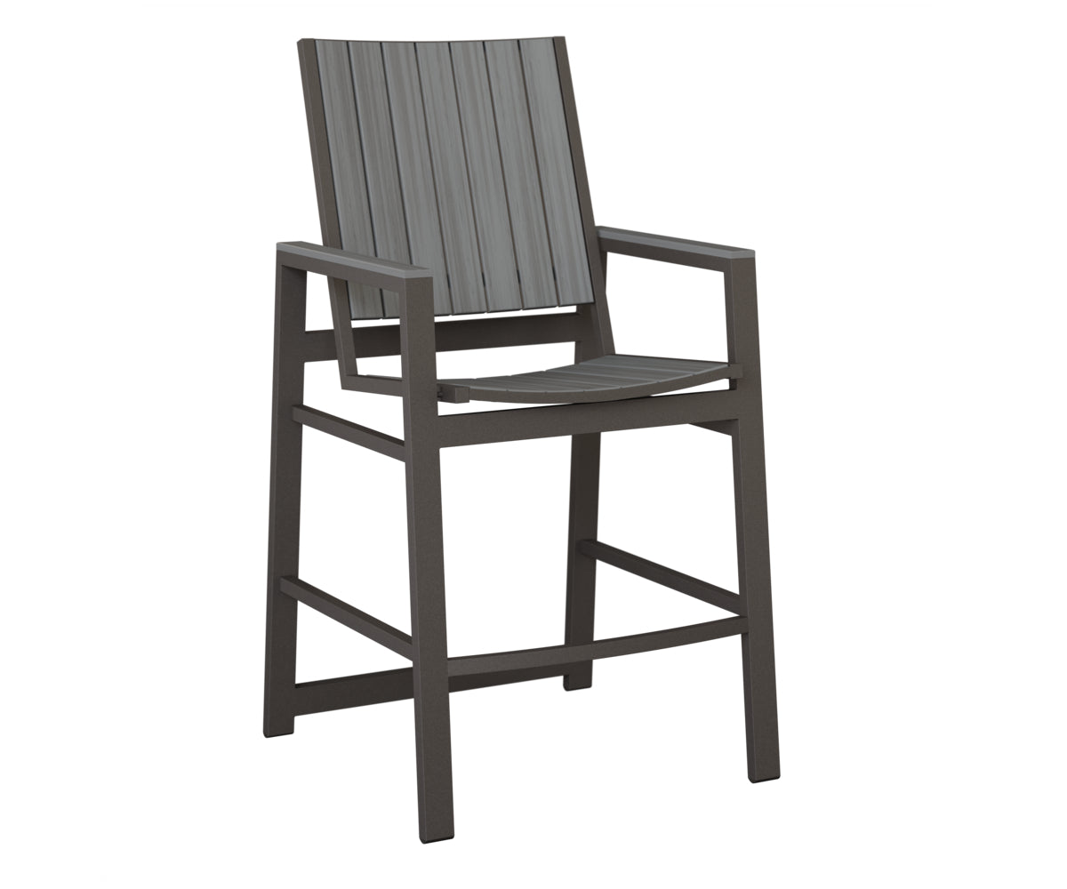 Berlin Gardens Vida Poly Bar Chair in Granite Speckle, Driftwood Gray slats