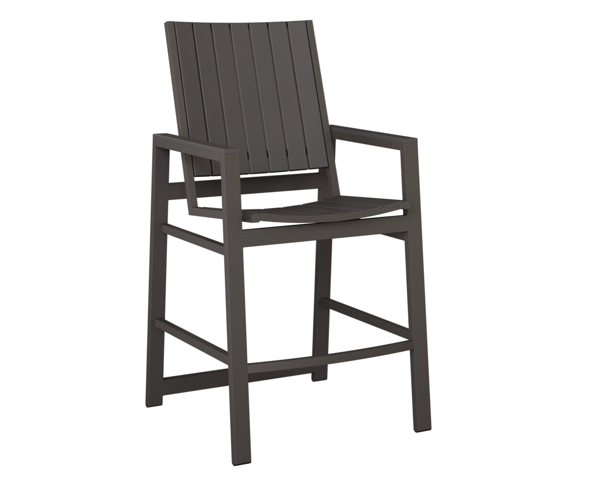 Berlin Gardens Vida Poly Bar Chair in Granite Speckle, Smoke Gray slats