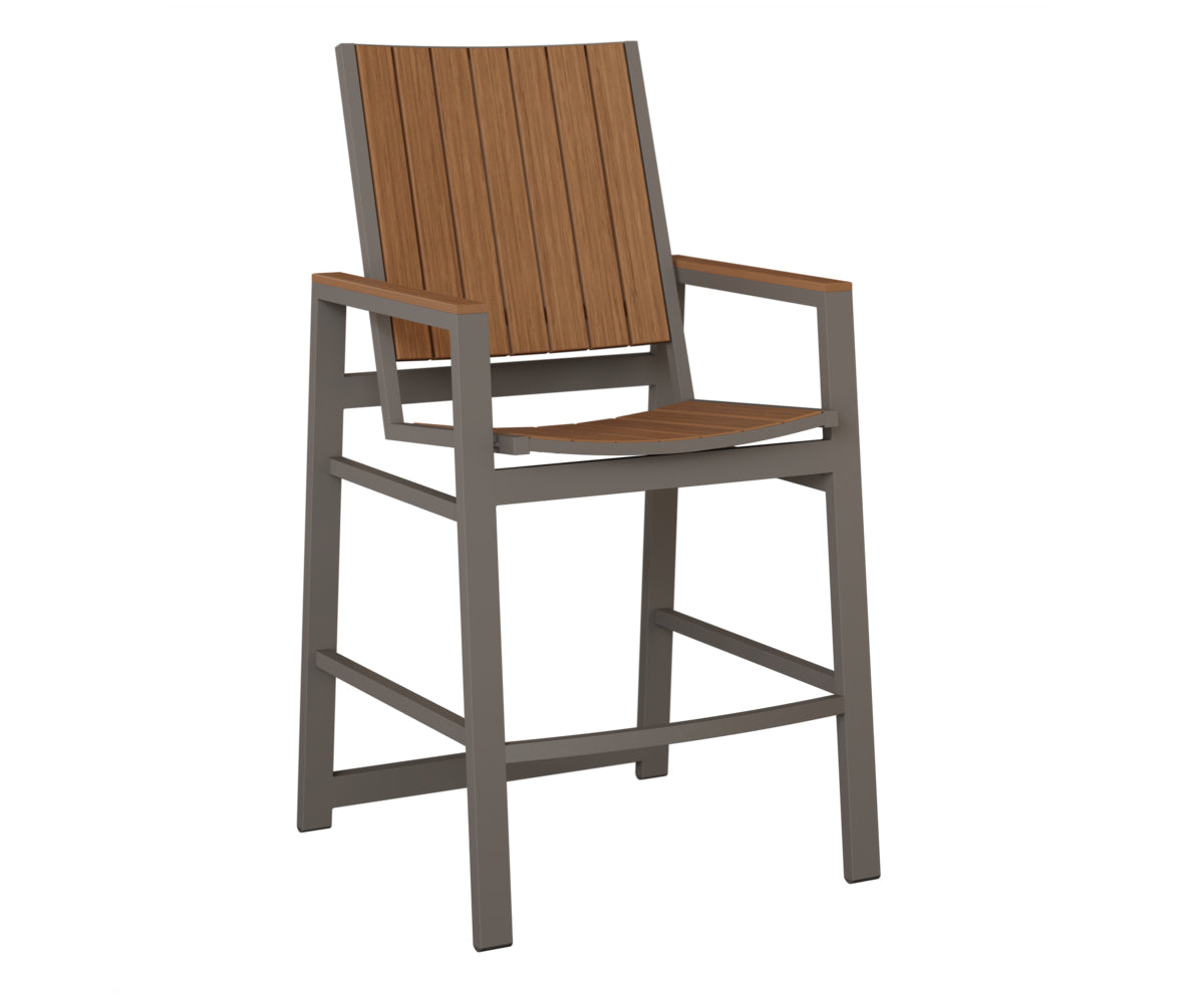 Berlin Gardens Vida Poly Bar Chair in Graphite, Antique Mahogany slats
