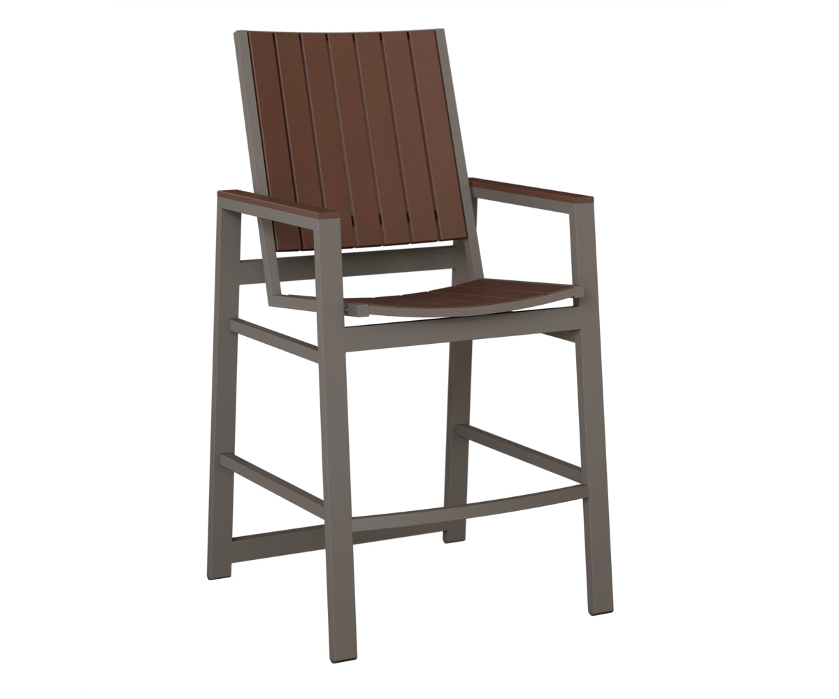 Berlin Gardens Vida Poly Bar Chair in Graphite, Chocolate Brown slats