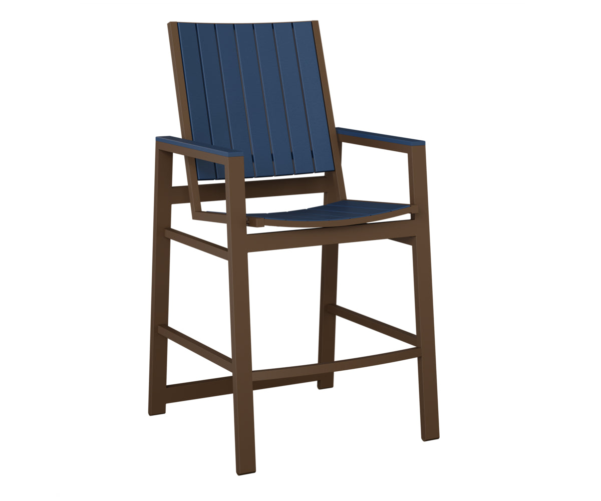 Berlin Gardens Vida Poly Bar Chair in Mesquite Wood Vein, Navy Blue slats