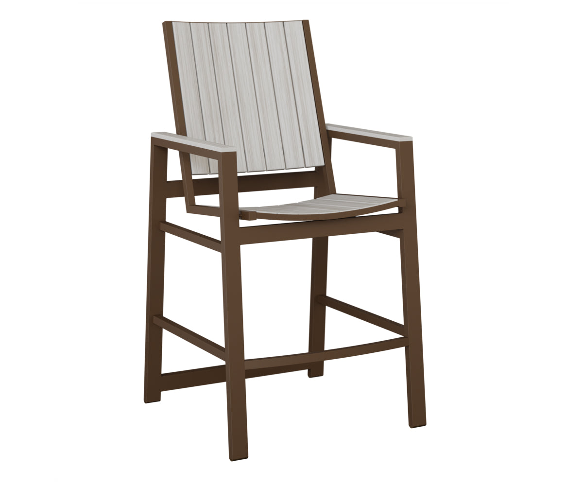 Berlin Gardens Vida Poly Bar Chair in Mesquite Wood Vein, Seashell slats