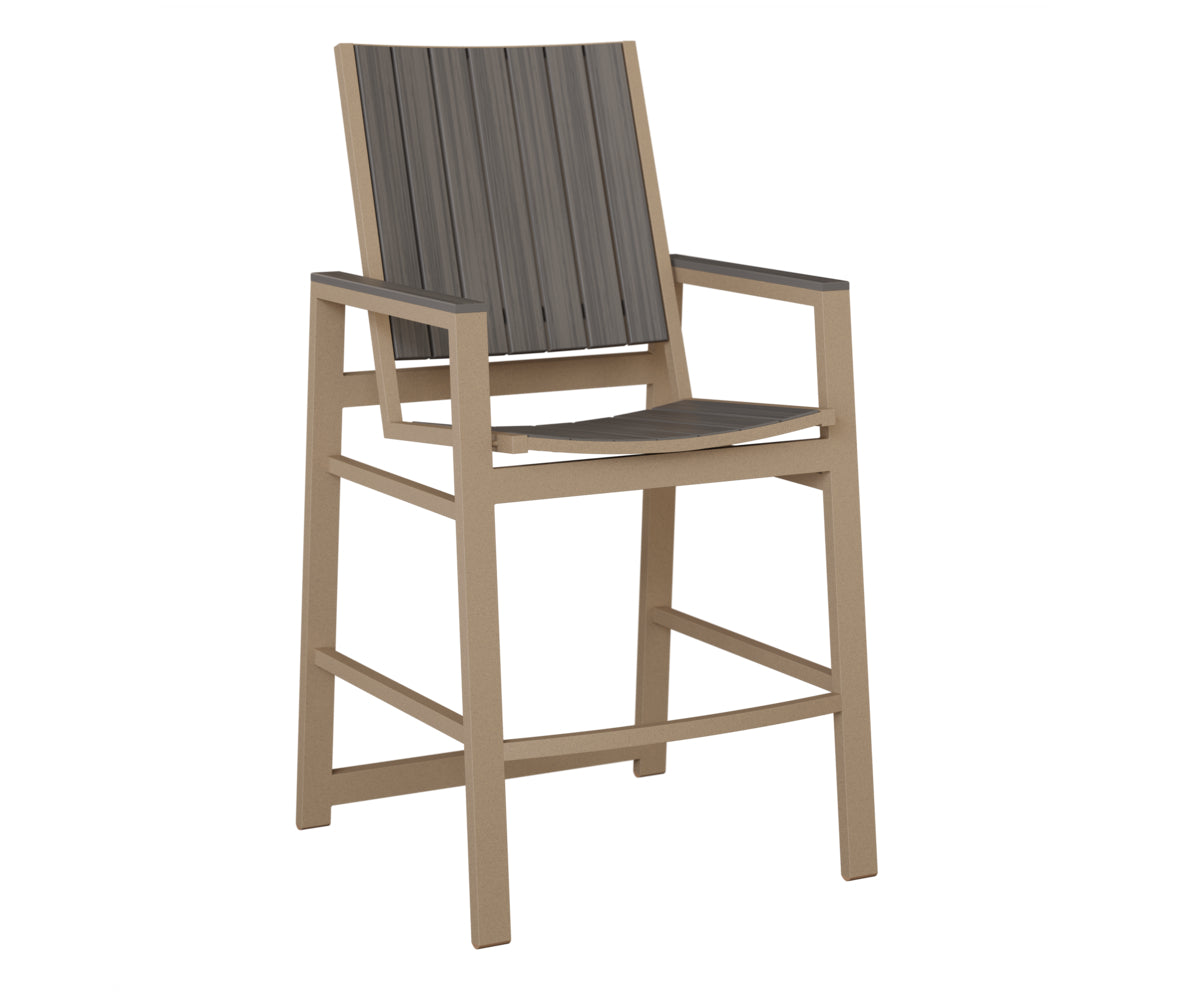 Berlin Gardens Vida Poly Bar Chair in Oak Wood Vein, Coastal Gray slats