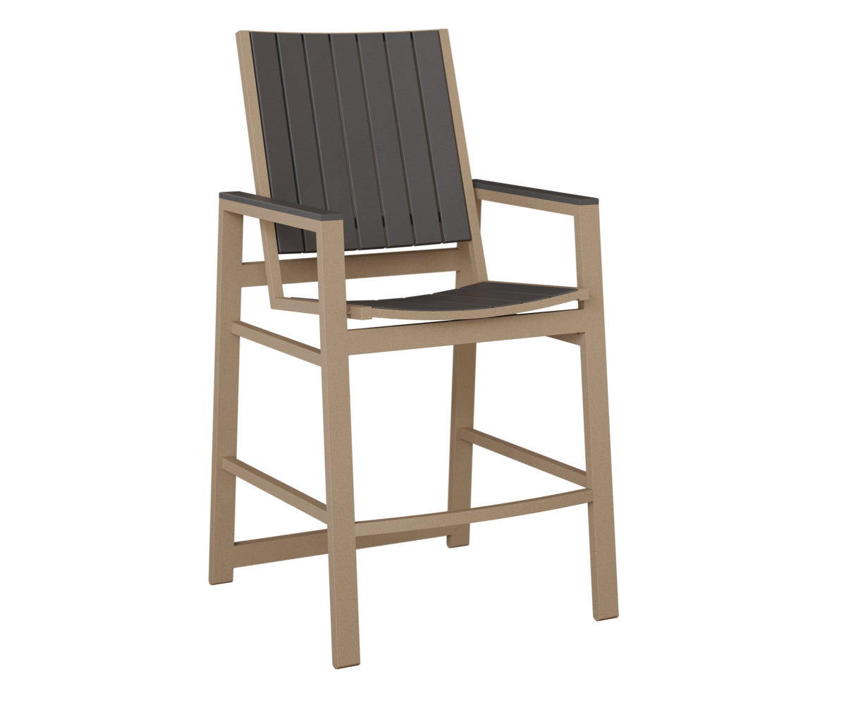 Berlin Gardens Vida Poly Bar Chair in Oak Wood Vein, Smoke Gray slats