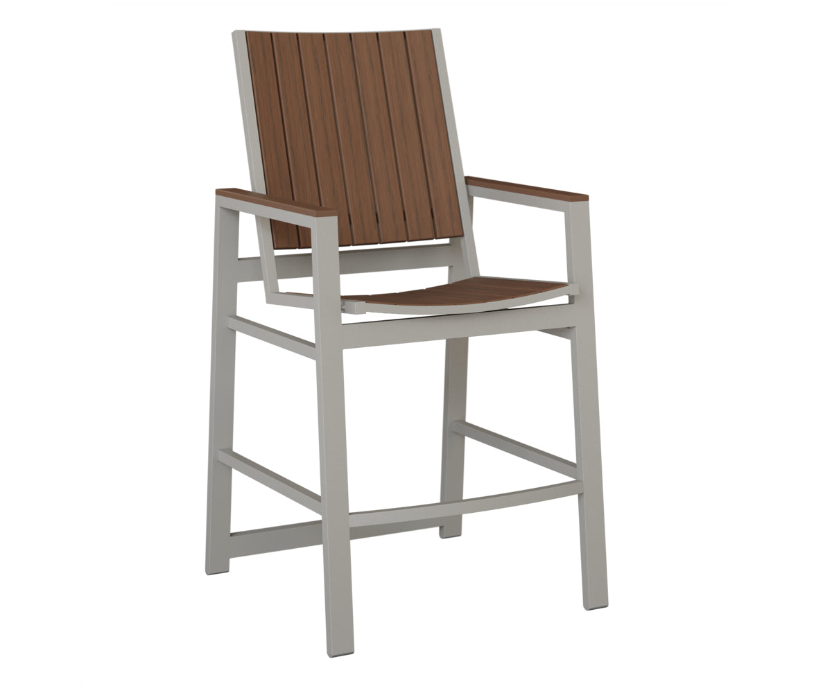 Berlin Gardens Vida Poly Bar Chair in Platinum Silver, Brazilian Walnut slats