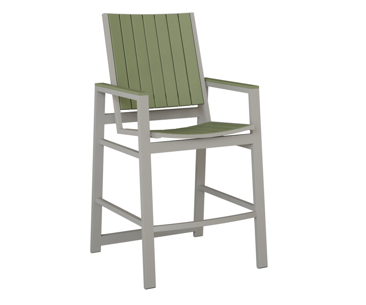 Berlin Gardens Vida Poly Bar Chair in Platinum Silver, Sage slats