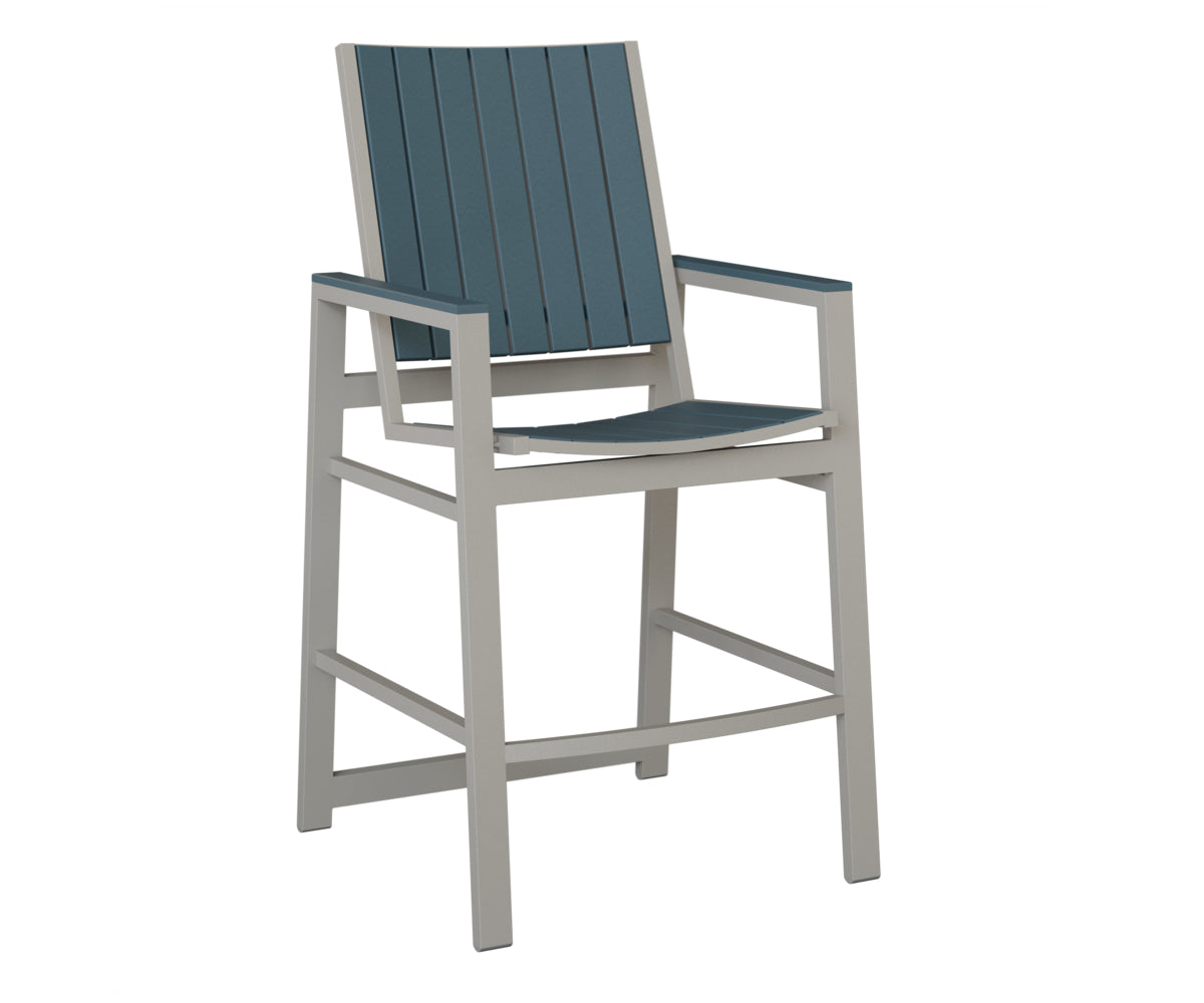 Berlin Gardens Vida Poly Bar Chair in Platinum Silver, Slate slats