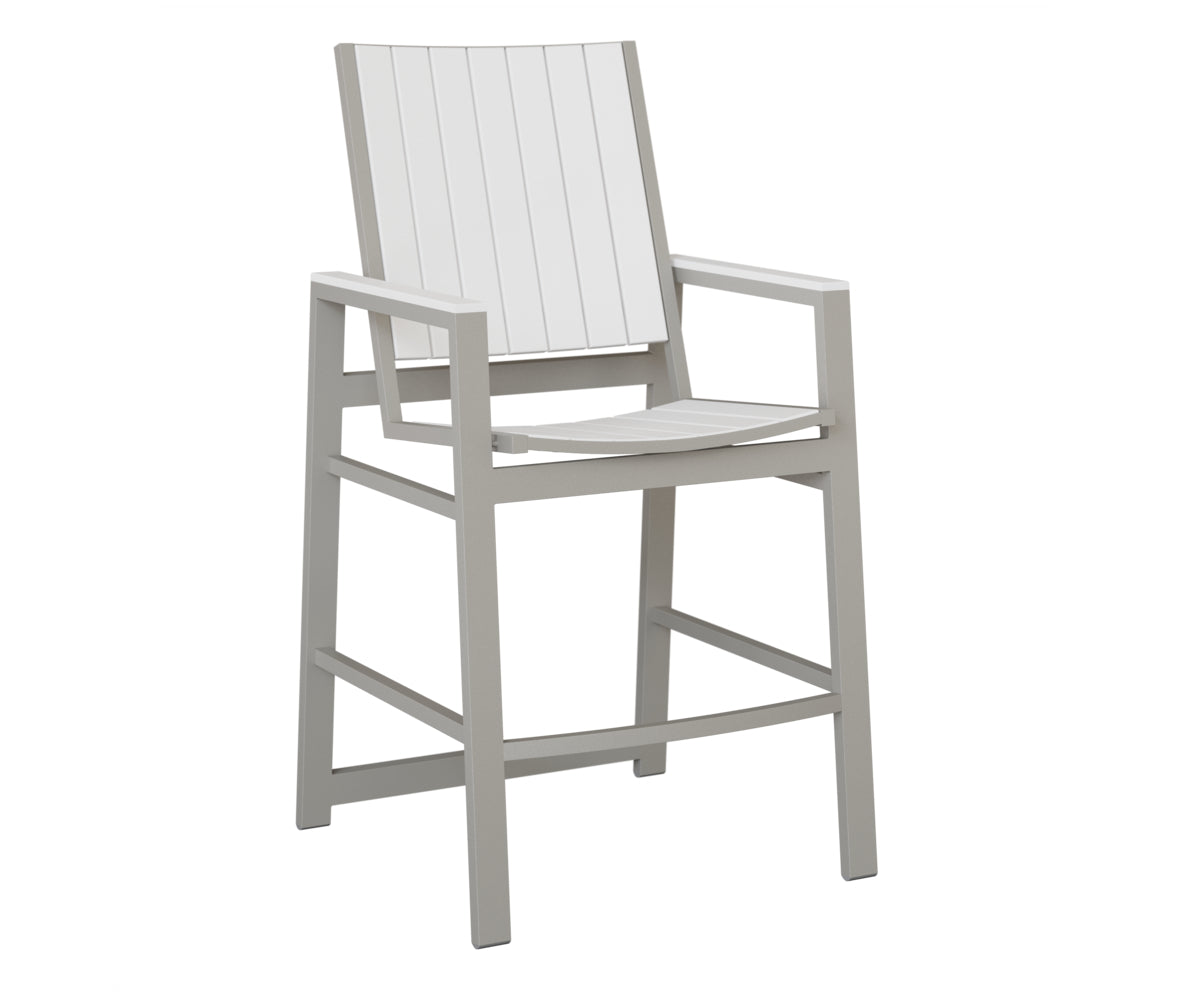 Berlin Gardens Vida Poly Bar Chair in Platinum Silver, White slats