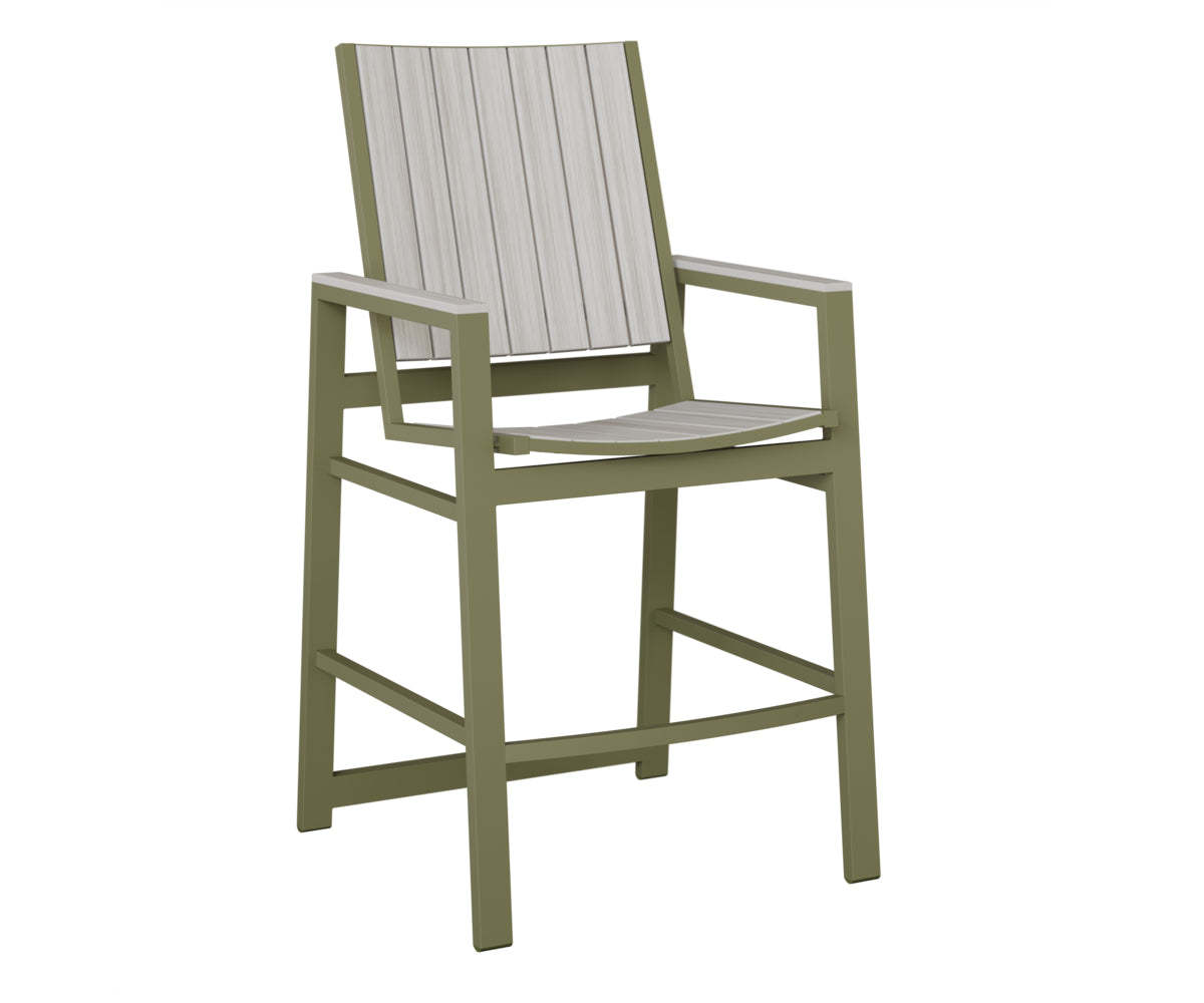 Berlin Gardens Vida Poly Bar Chair in Green Sage, Seashell slats