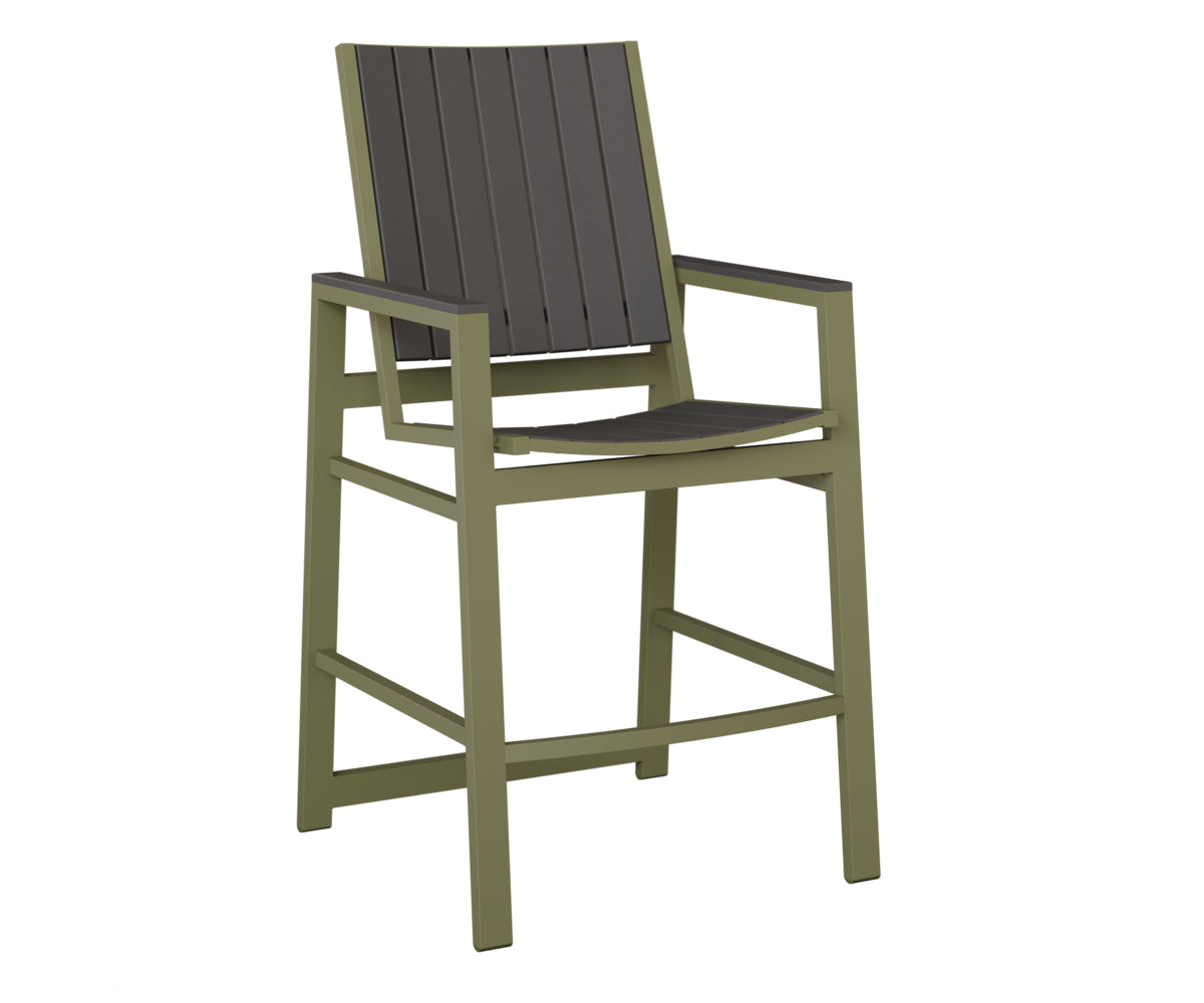 Berlin Gardens Vida Poly Bar Chair in Green Sage, Smoke Gray slats