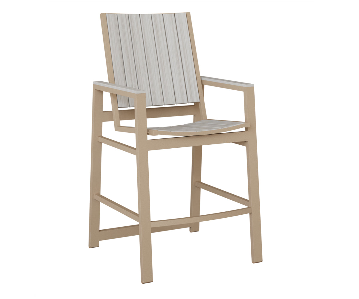 Berlin Gardens Vida Poly Bar Chair in Sahara Speckle, Seashell slats