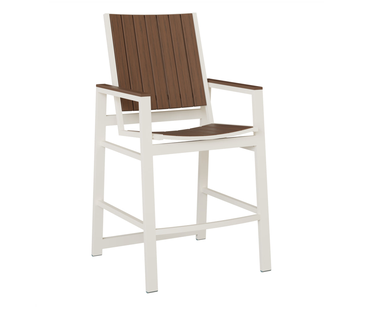 Berlin Gardens Vida Poly Bar Chair in White, Brazilian Walnut slats