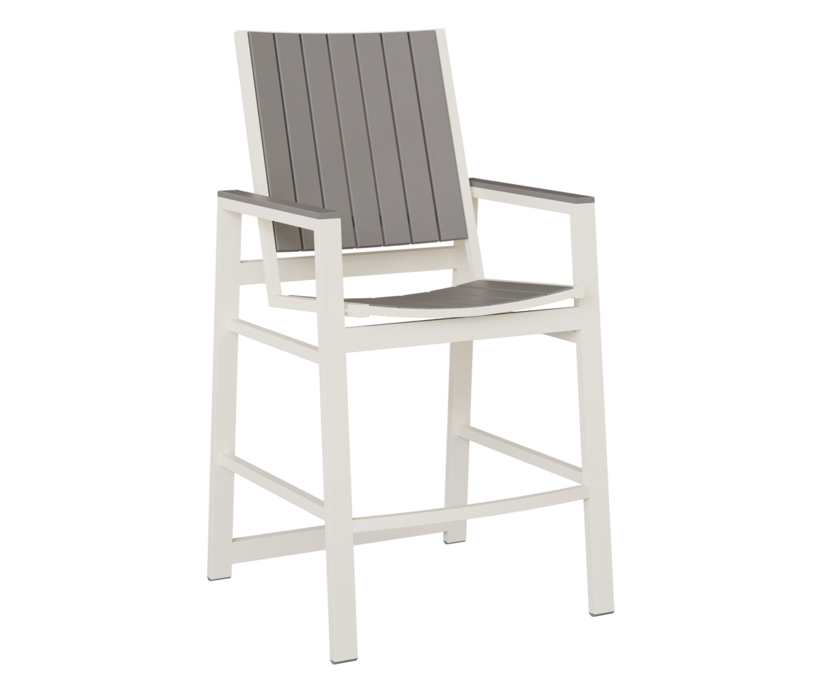 Berlin Gardens Vida Poly Bar Chair in White, Light Gray slats