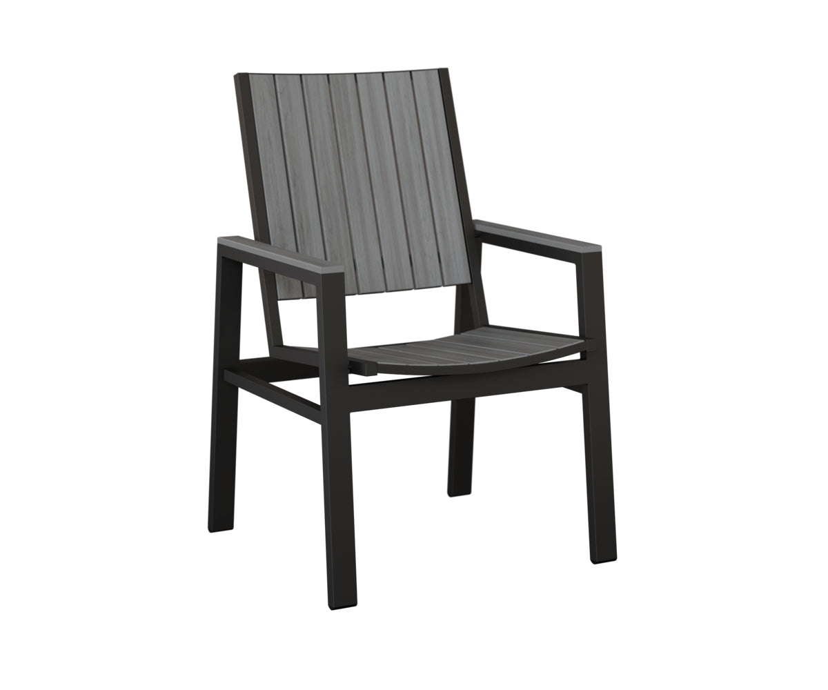 Berlin Gardens Vida Poly Dining Chair in Black, Driftwood Gray slats